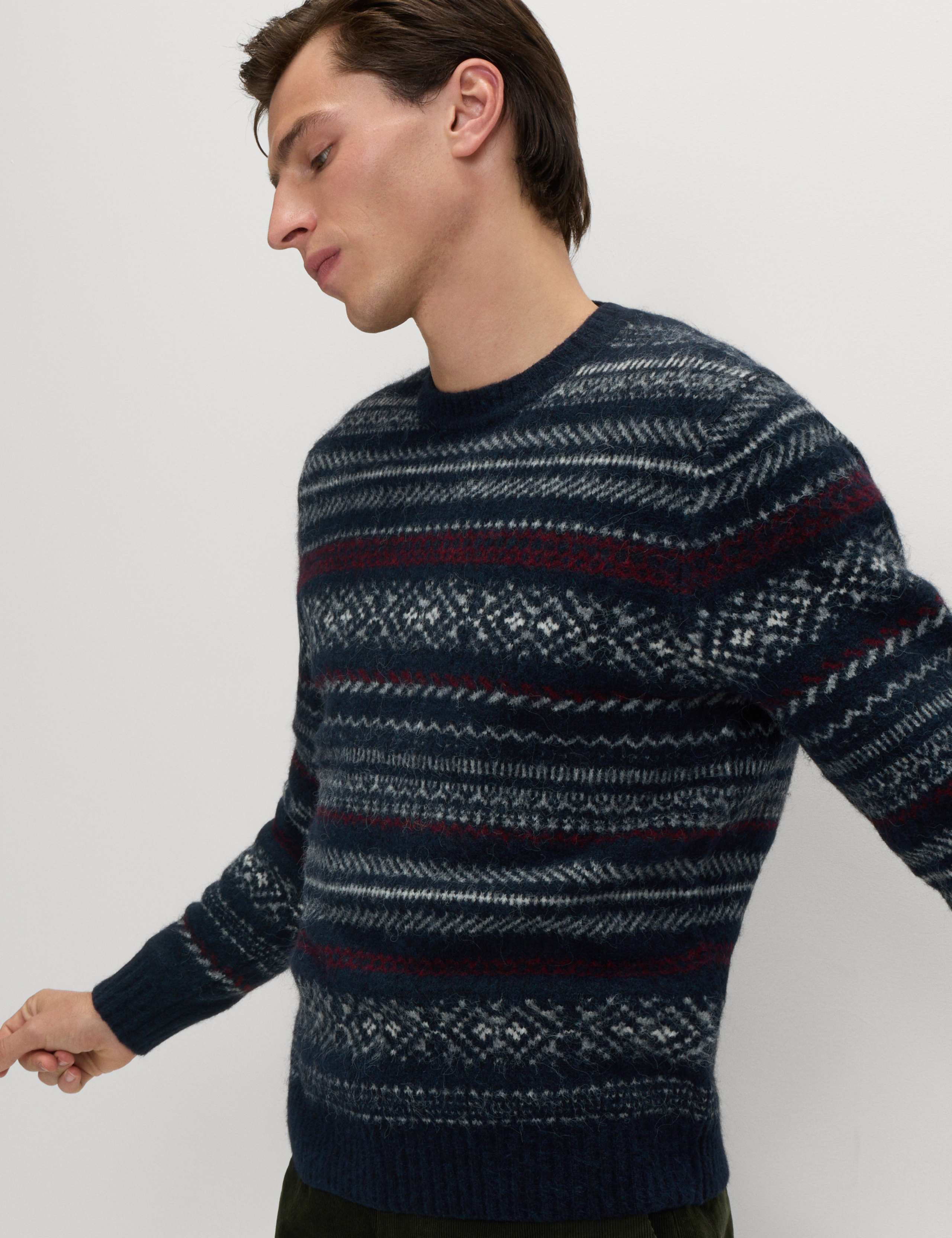 Fair Isle Crew Neck Jumper with Wool