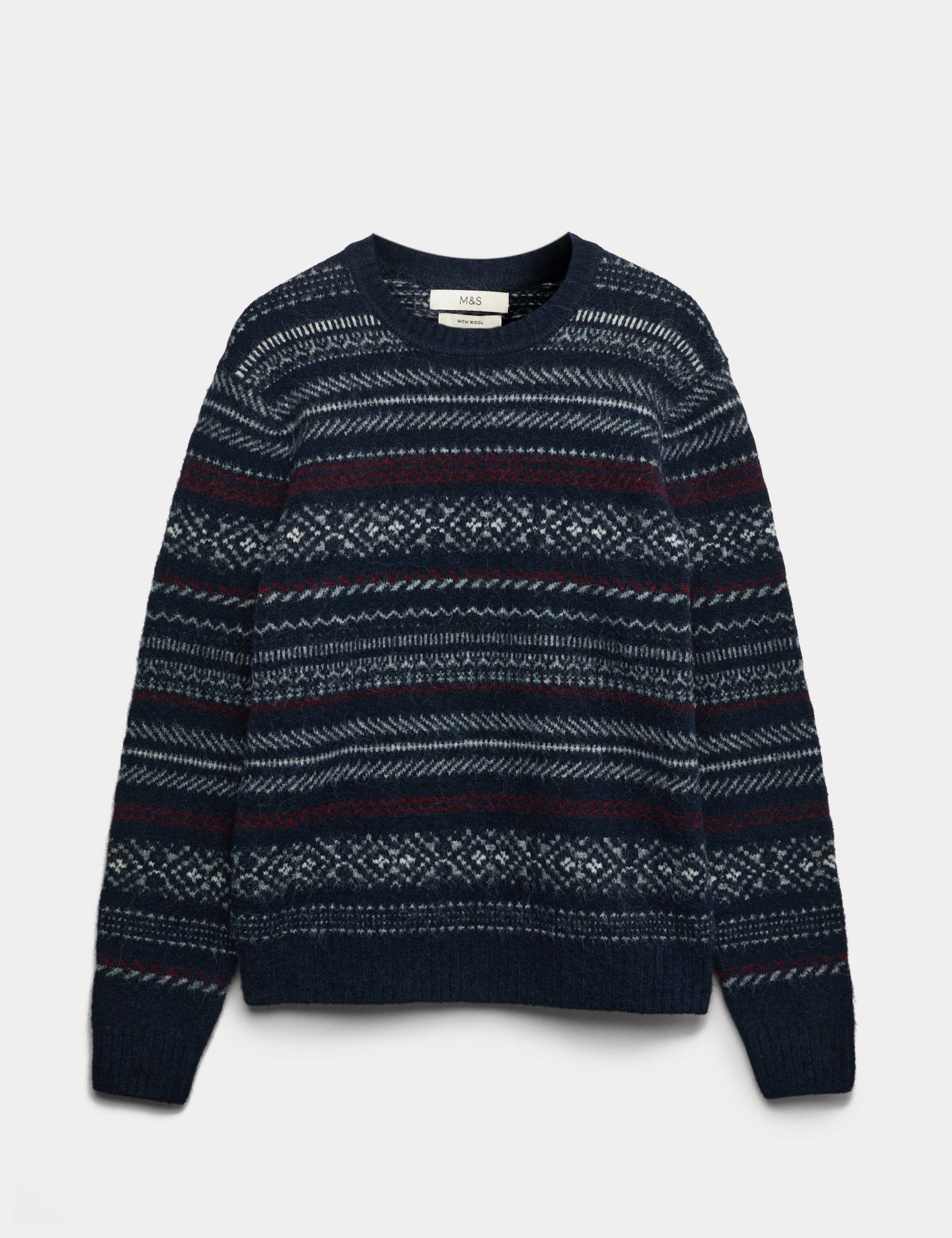 Fair Isle Crew Neck Jumper with Wool