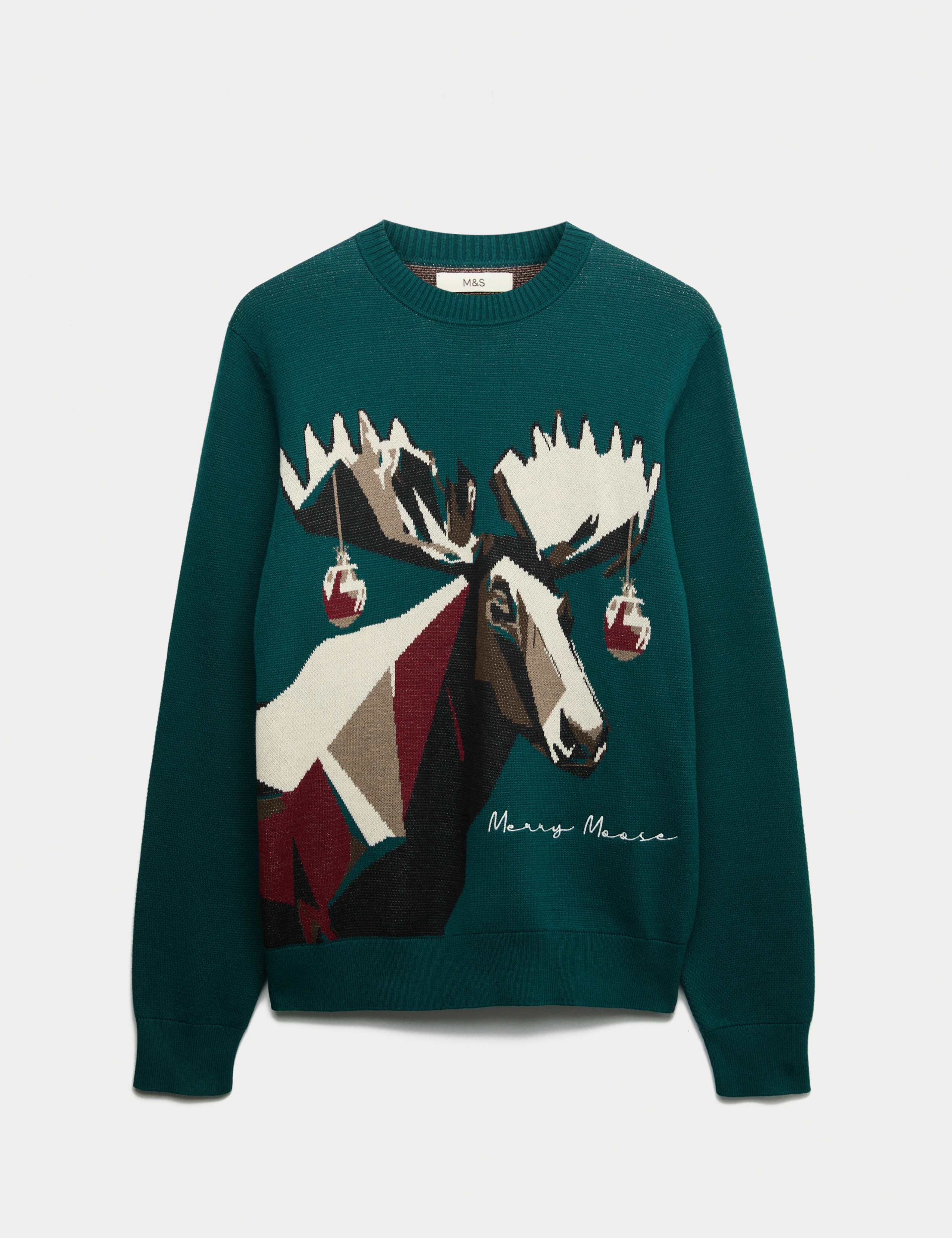 Pure Cotton Crew Neck Merry Moose Jumper