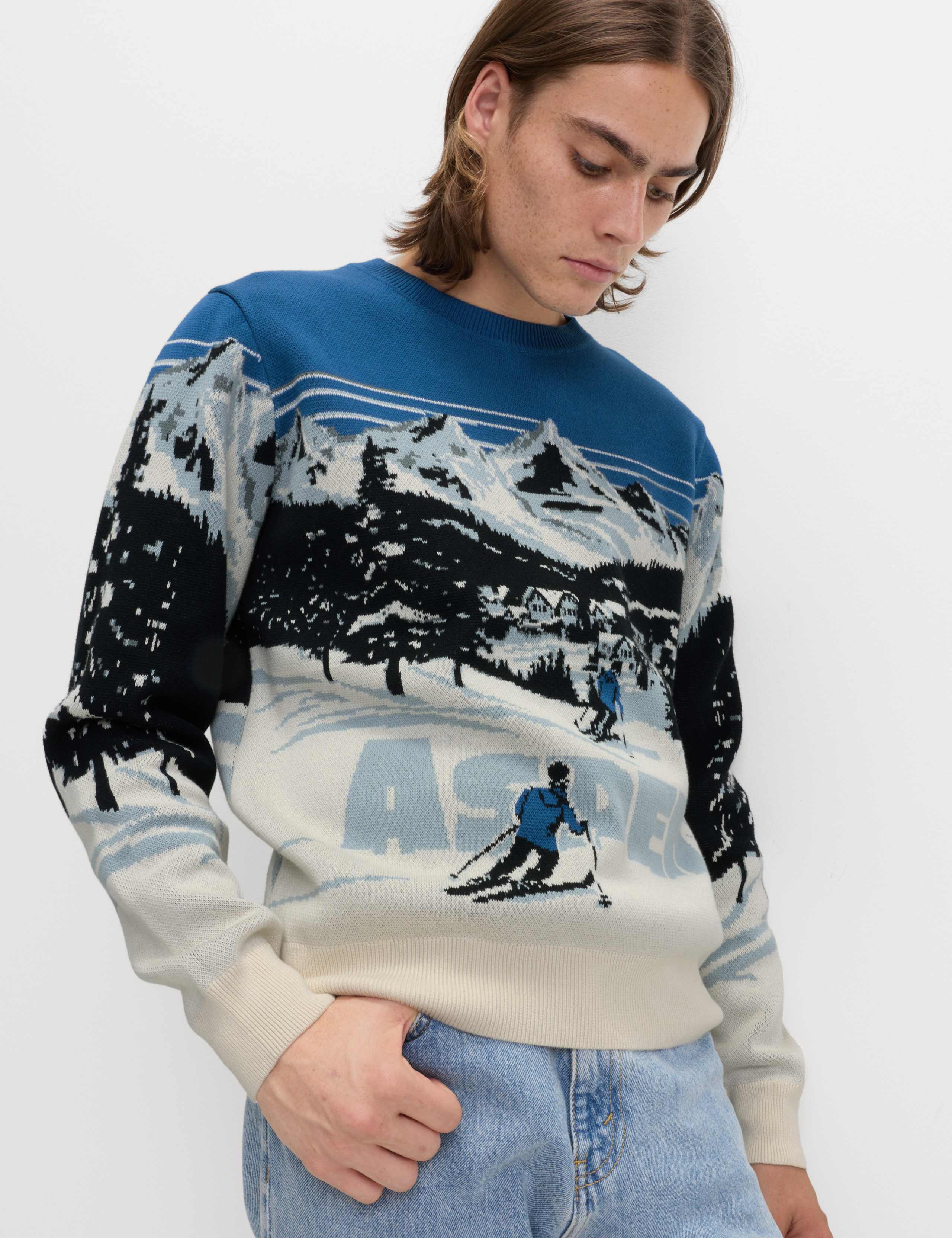 Pure Cotton Crew Neck Aspen Slogan Jumper