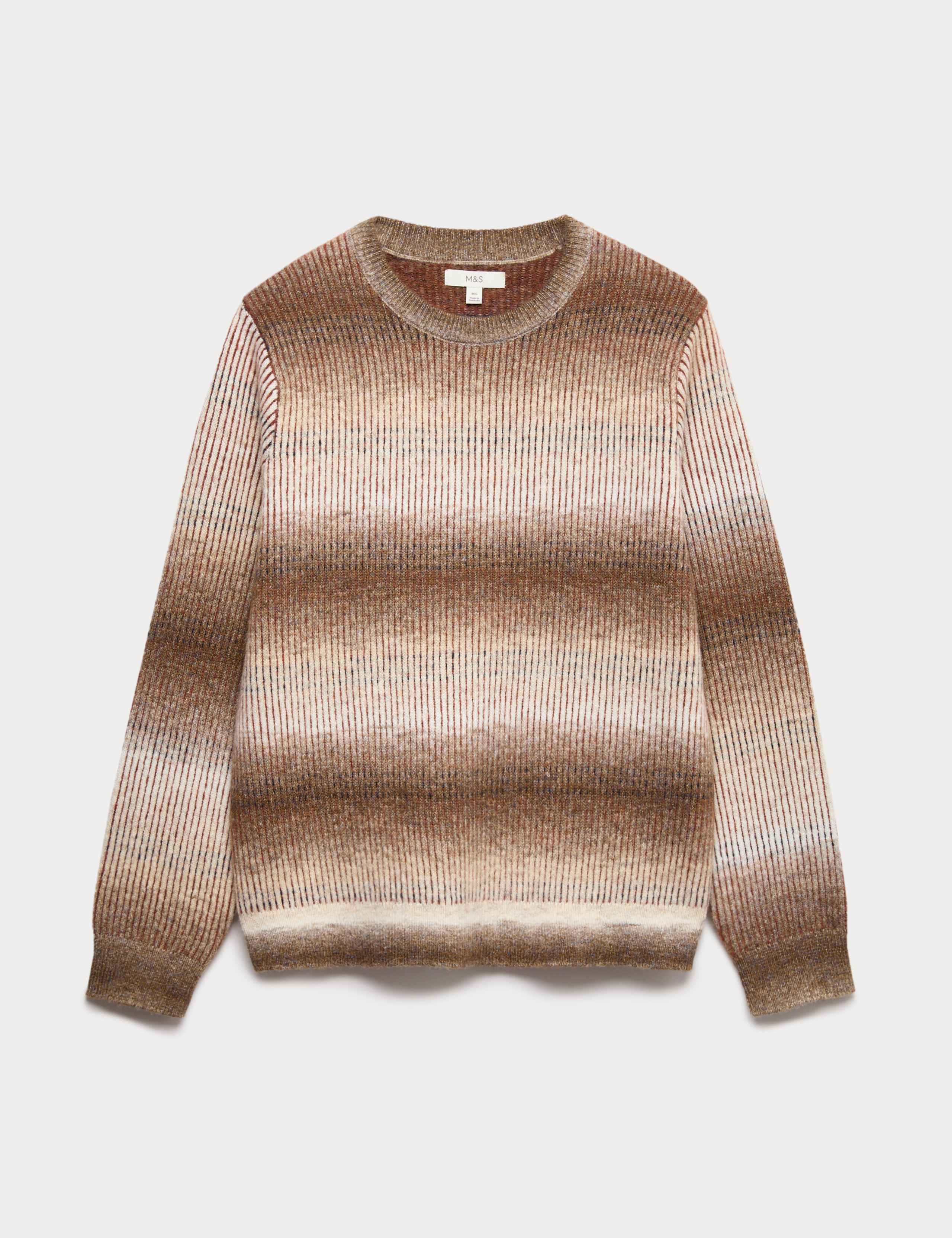 Ombre Stripe Crew Neck Jumper with Wool