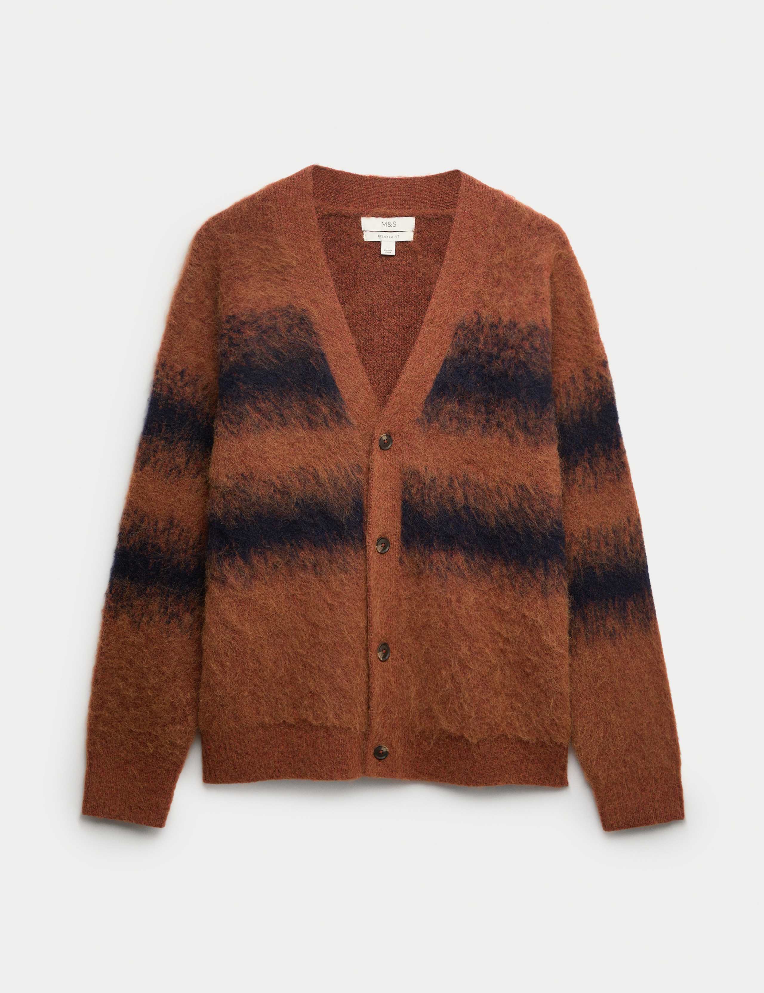 Hazy Knit Striped V-Neck Cardigan