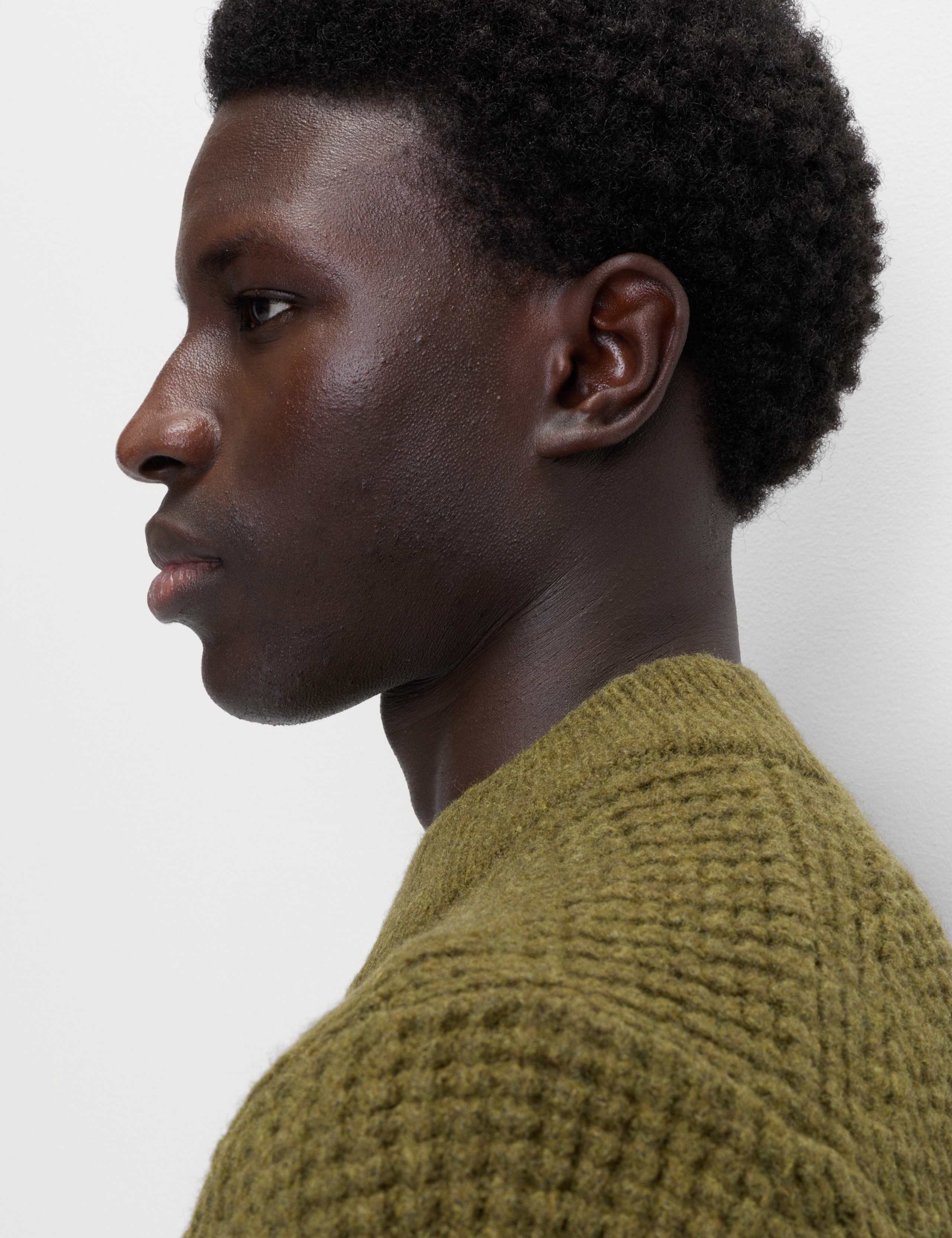 Waffle Knit High Neck Jumper with Wool