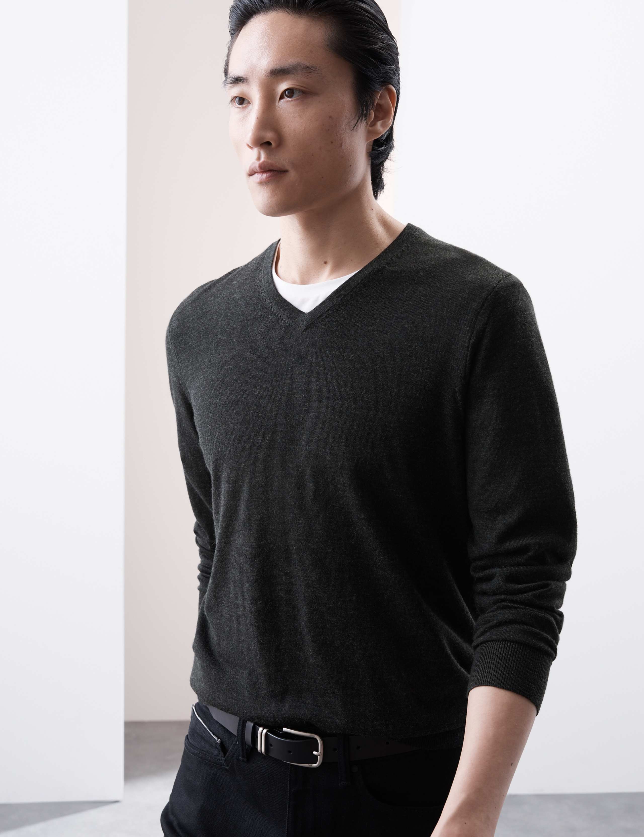 Pure Extra Fine Merino Wool V-Neck Jumper