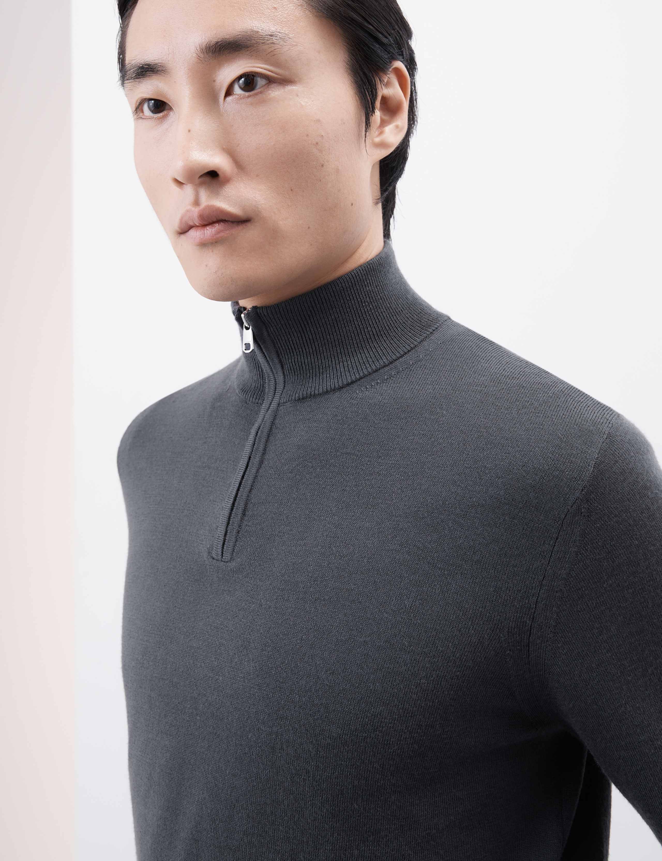 Pure Extra Fine Merino Wool Half Zip Jumper