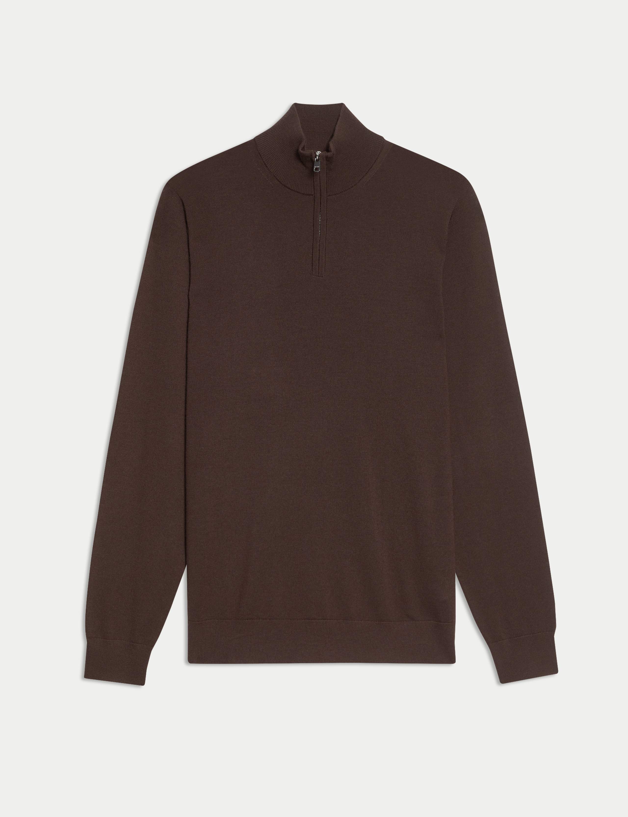 Pure Extra Fine Merino Wool Half Zip Jumper