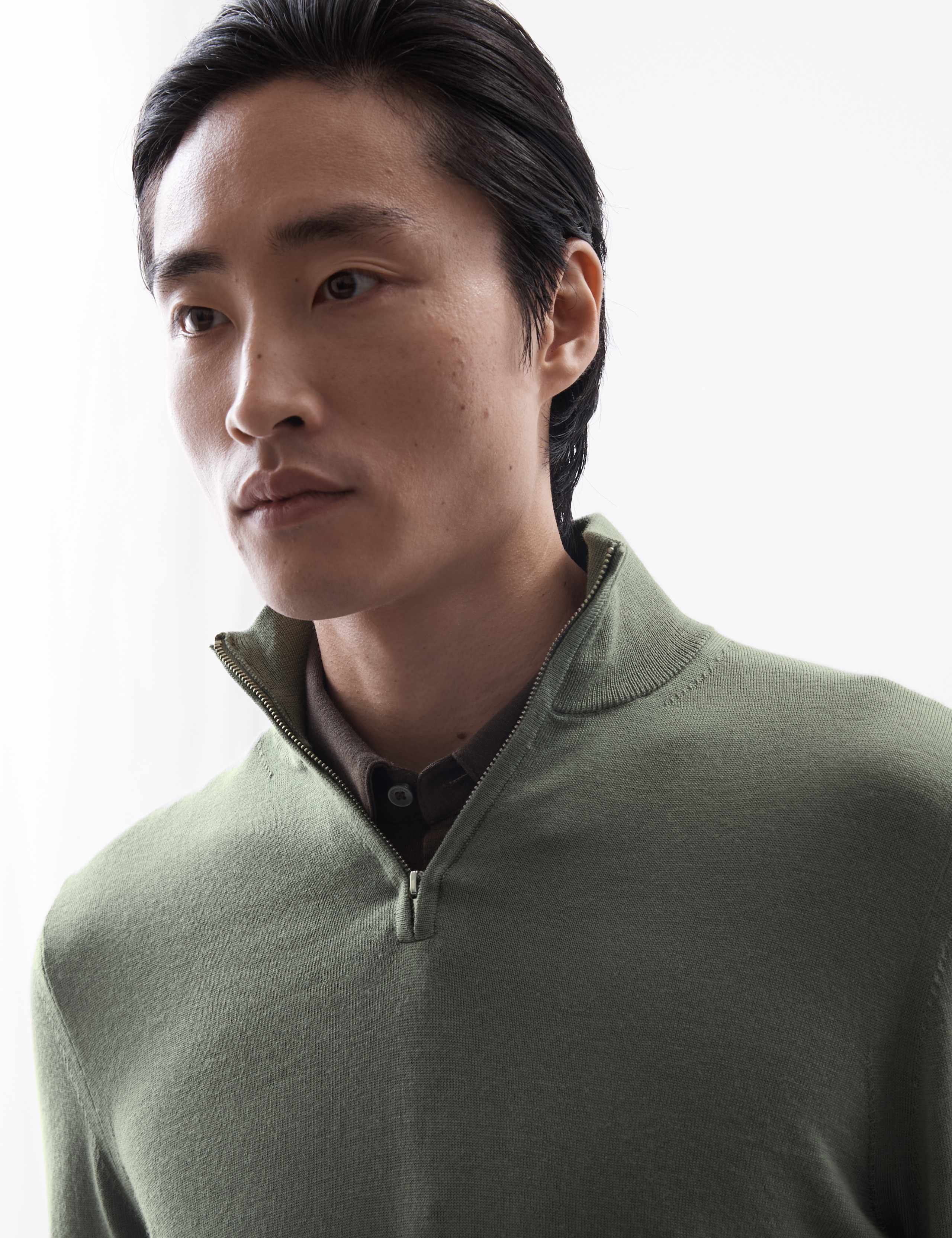 Pure Extra Fine Merino Wool Half Zip Jumper