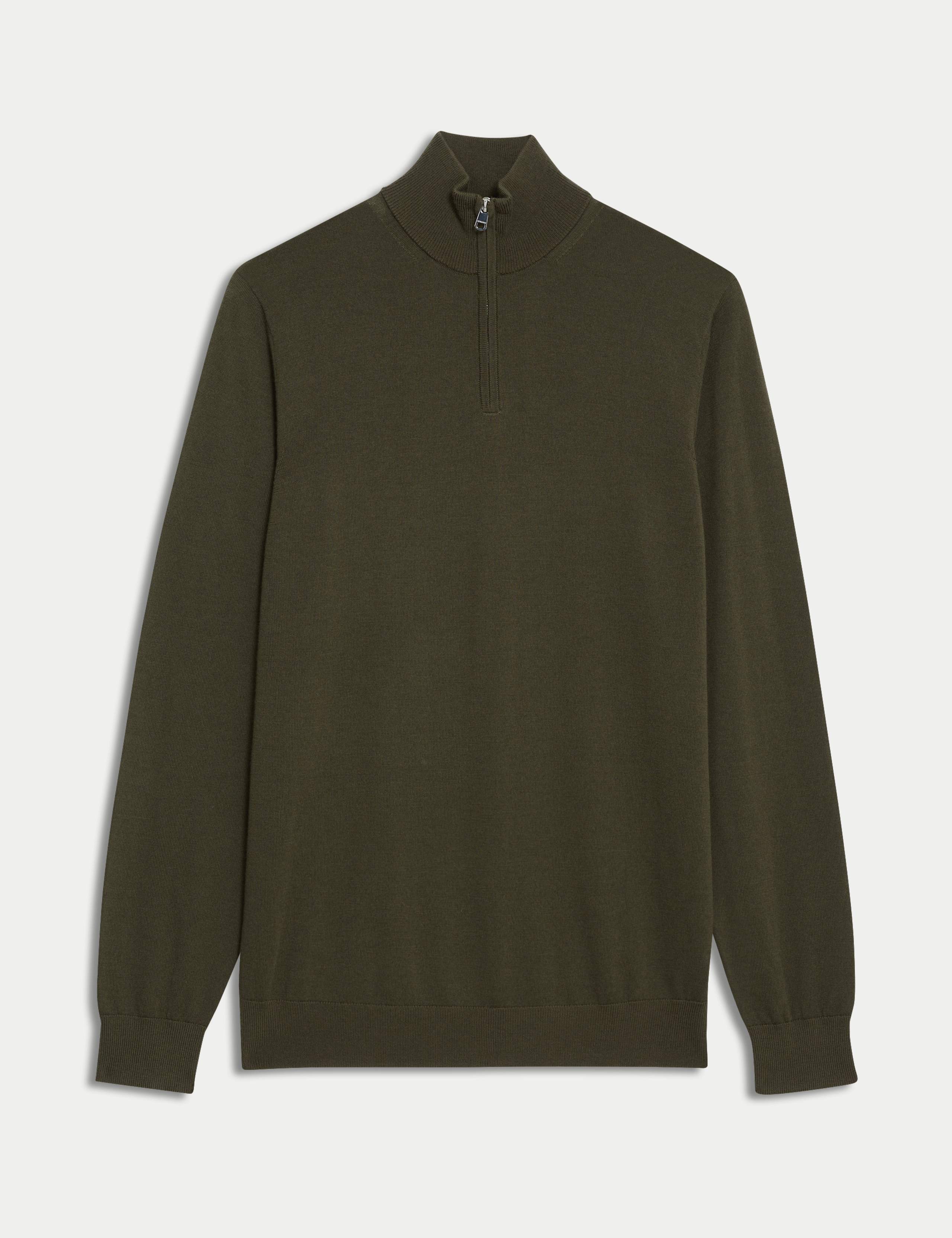 Pure Extra Fine Merino Wool Half Zip Jumper