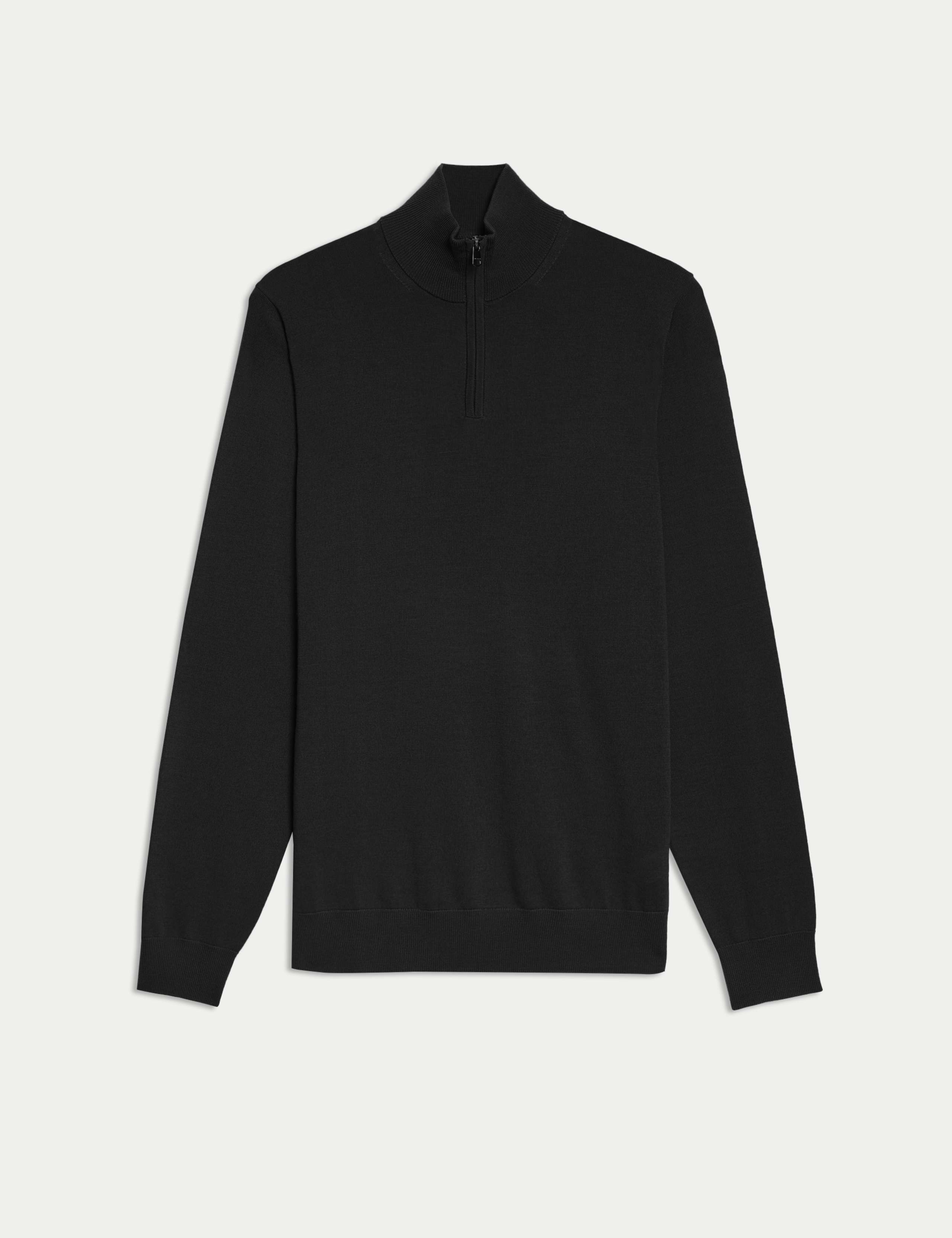 Pure Extra Fine Merino Wool Half Zip Jumper