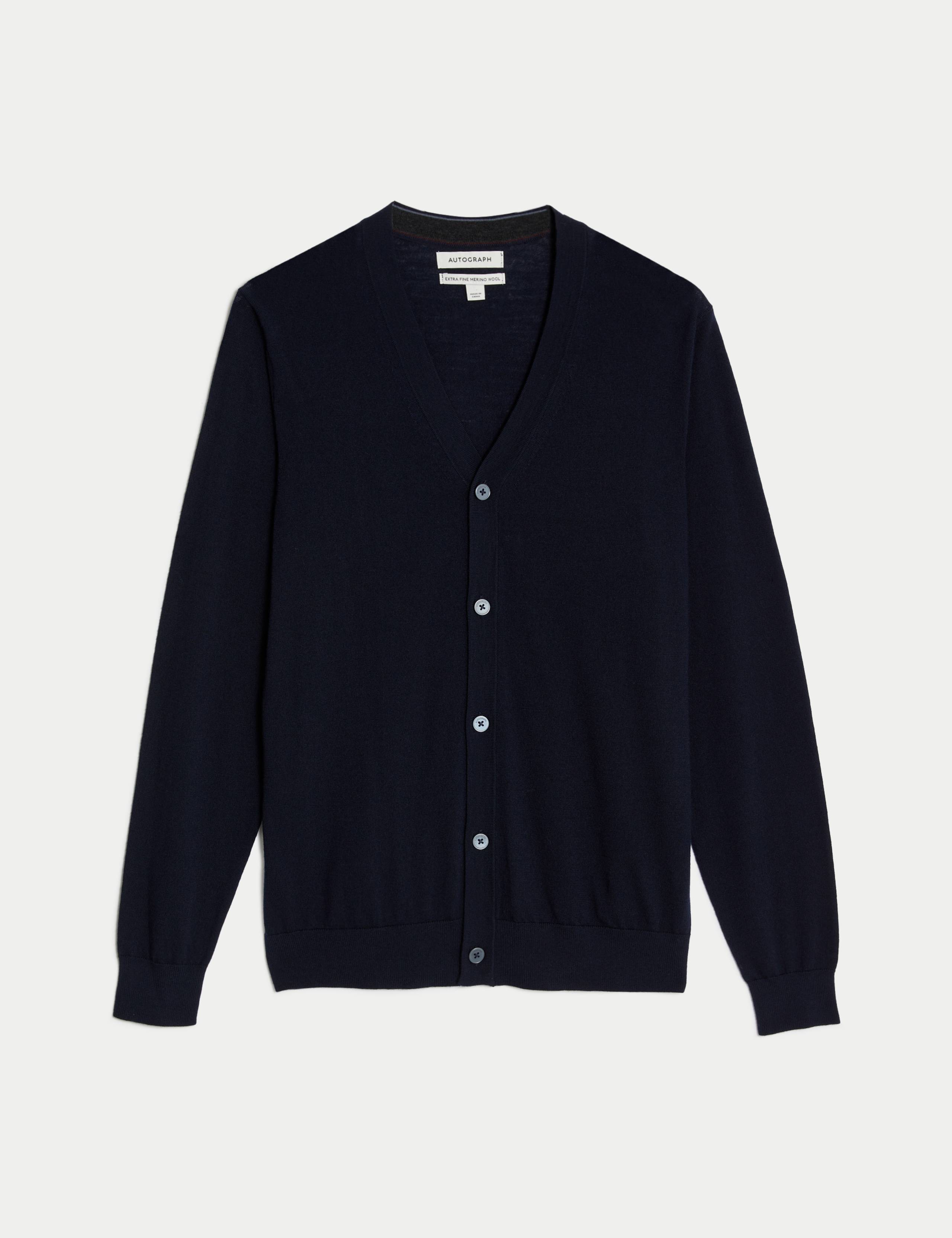 Pure Extra Fine Merino Wool V-Neck Cardigan