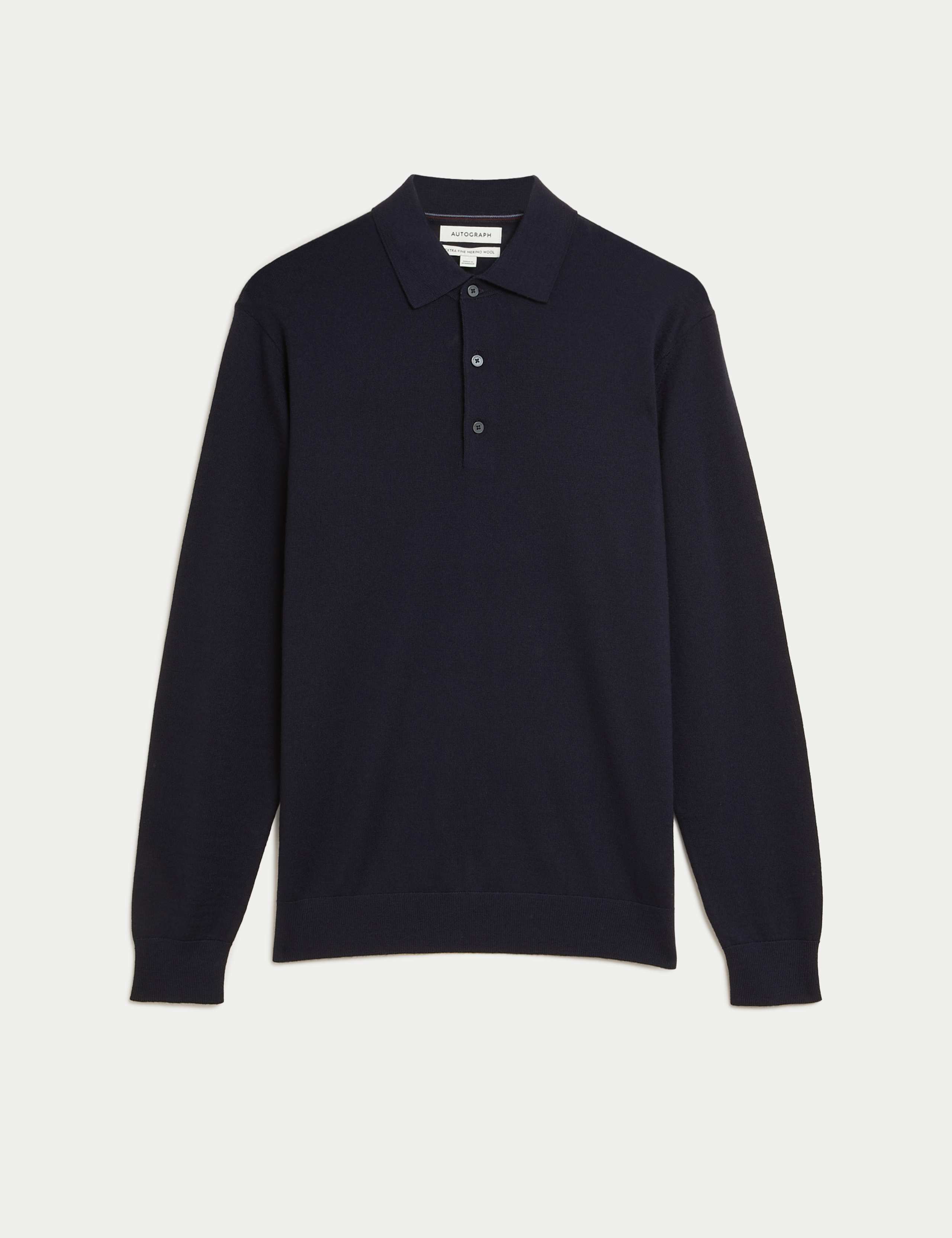 Pure Extra Fine Merino Wool Knitted Polo Shirt