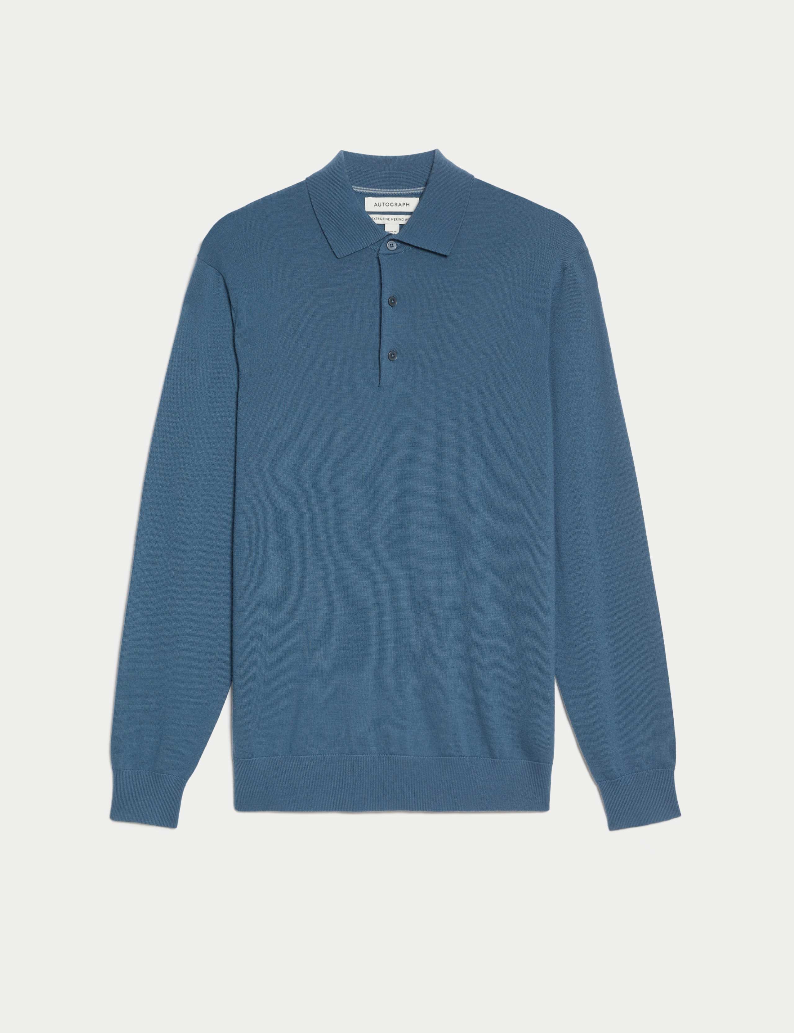 Pure Extra Fine Merino Wool Knitted Polo Shirt