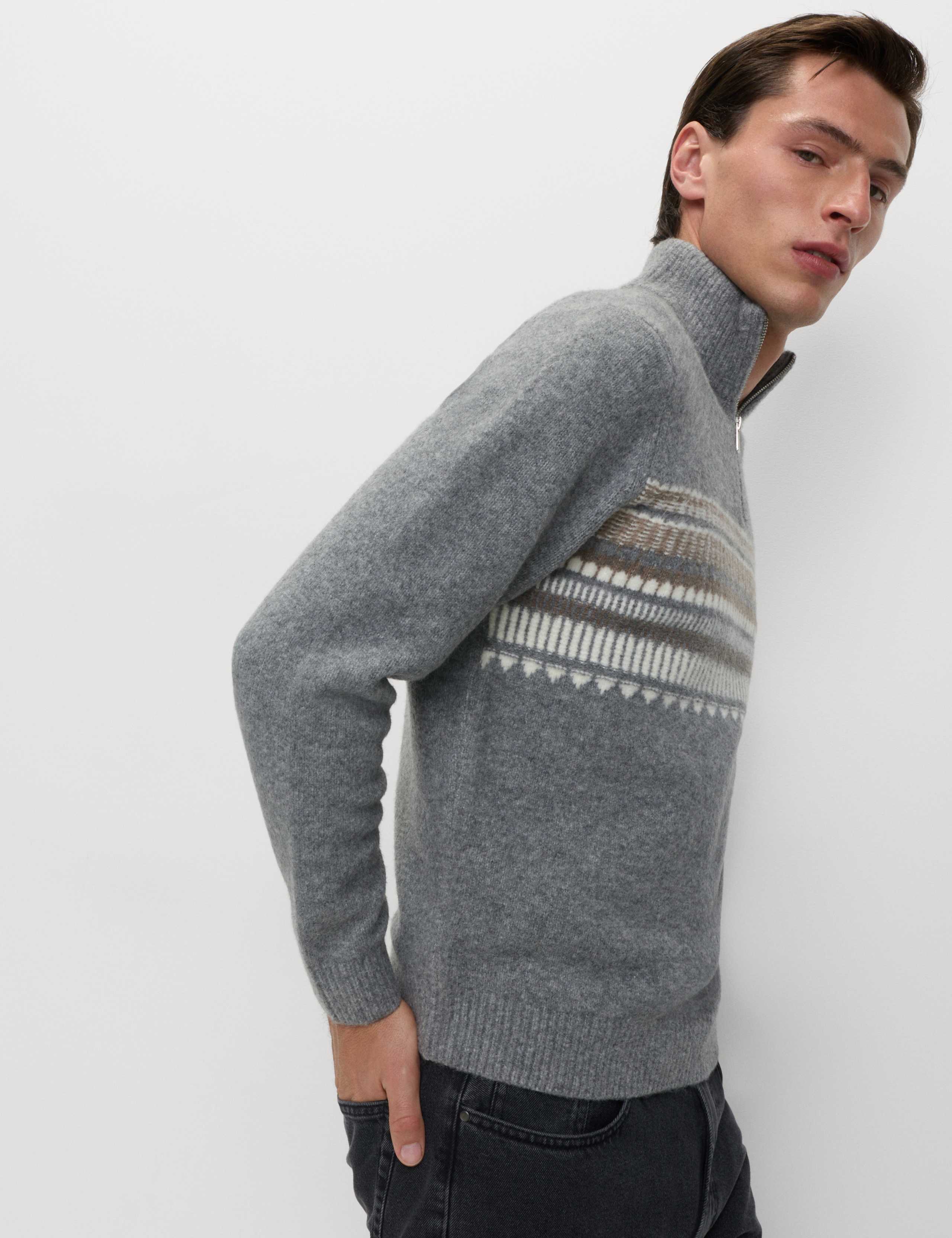 Striped Half Zip Soft Jumper