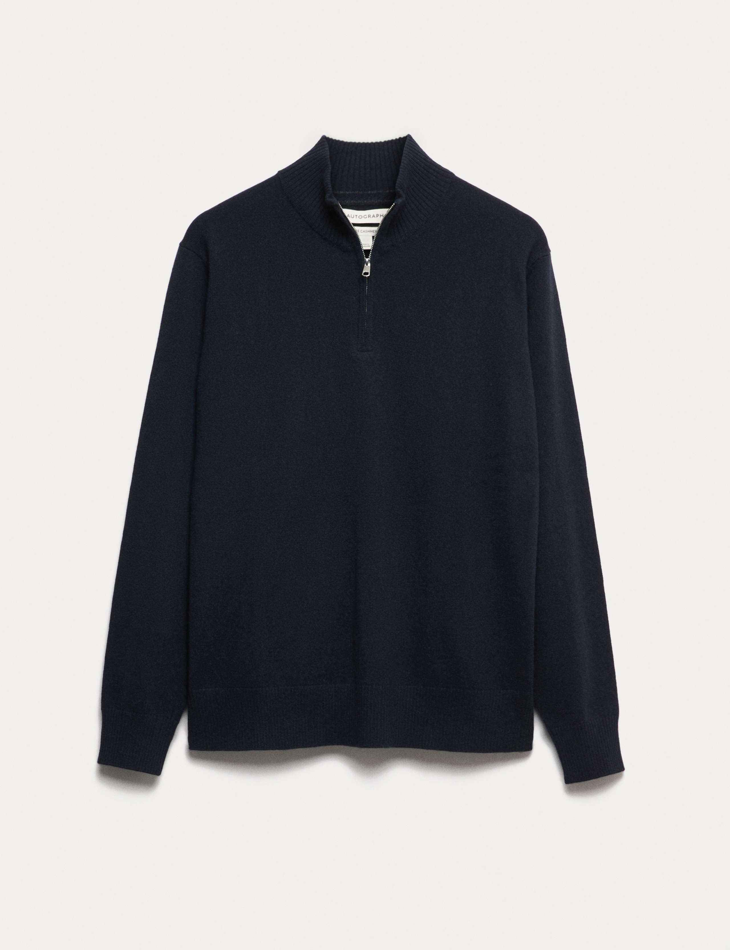 Pure Cashmere Textured Half Zip Jumper