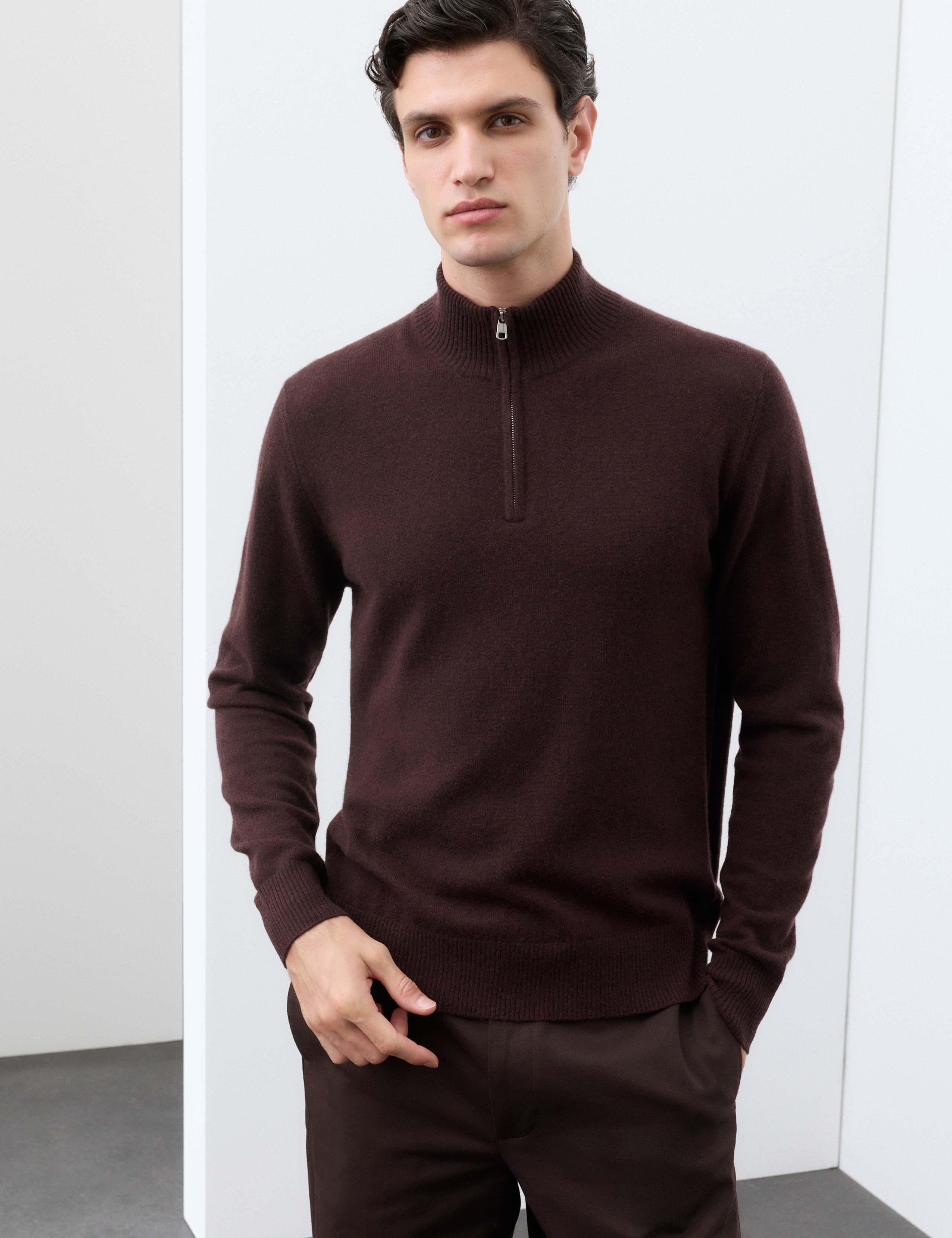 Pure Cashmere Half Zip Jumper