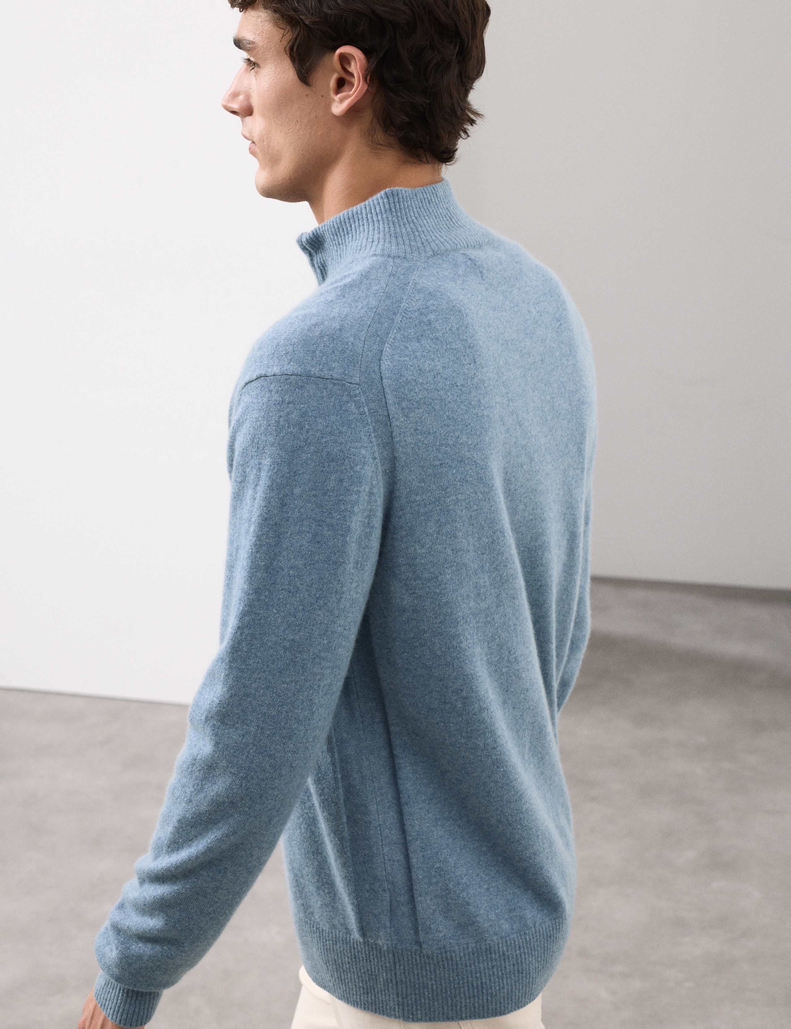 Pure Cashmere Textured Half Zip Jumper