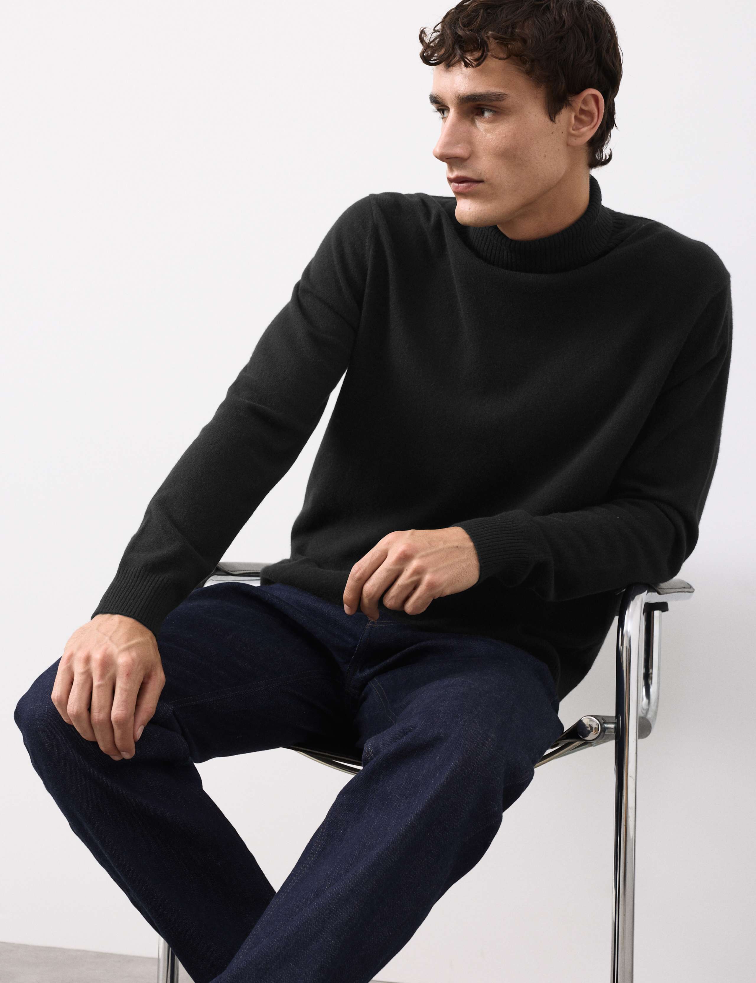 Pure Cashmere Roll Neck Jumper