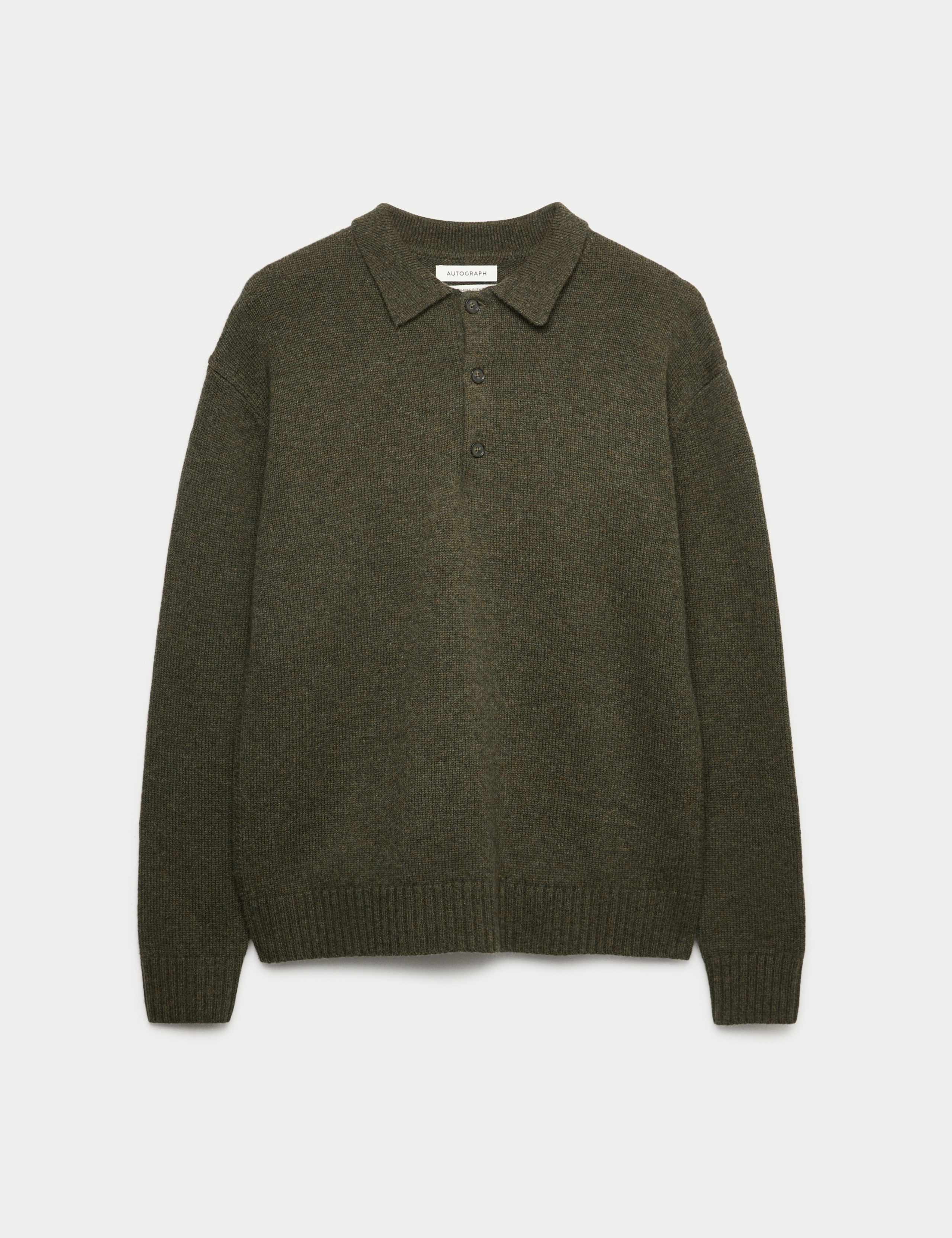 Cashmere and Wool Blend Relaxed Polo Jumper