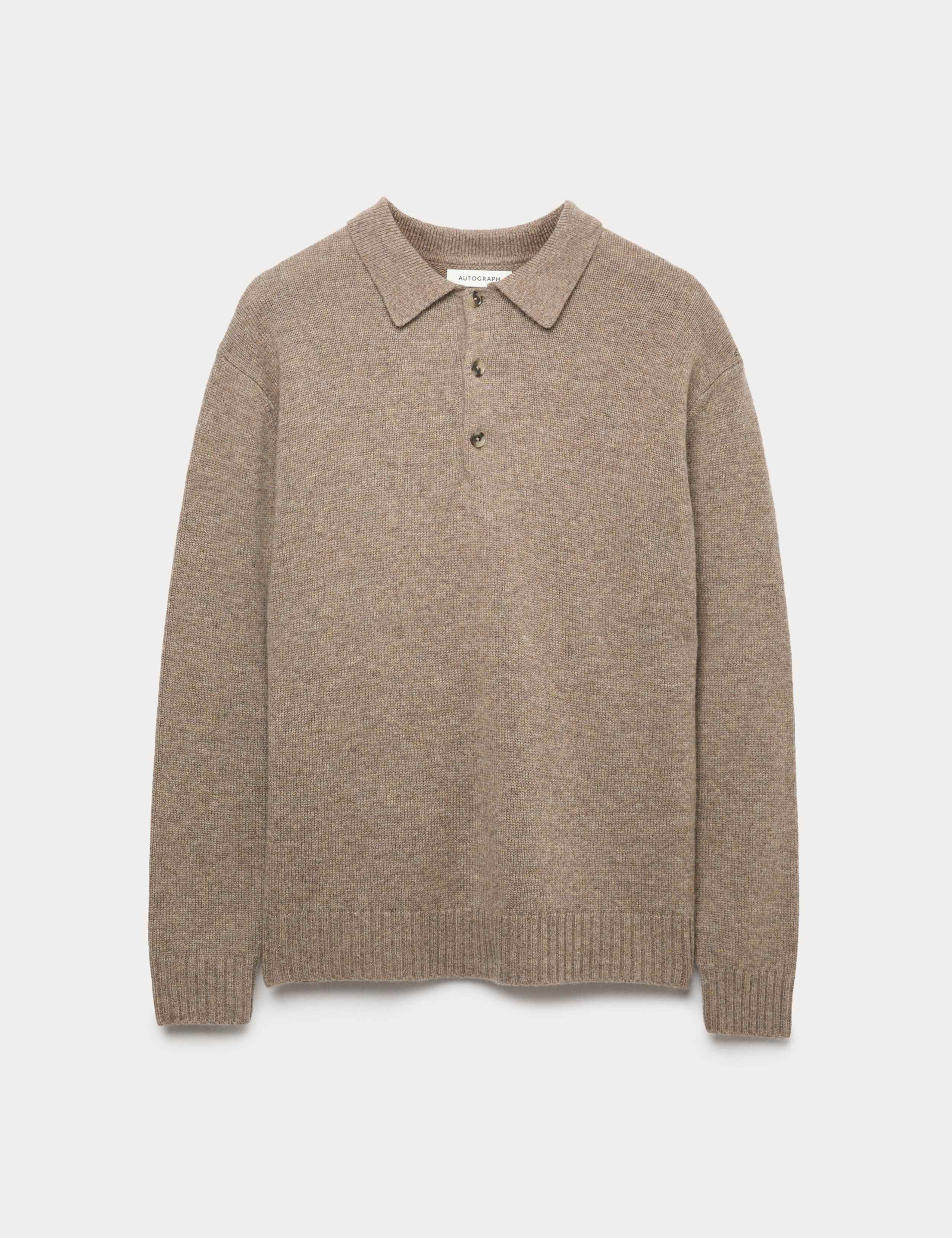 Cashmere and Wool Blend Relaxed Polo Jumper