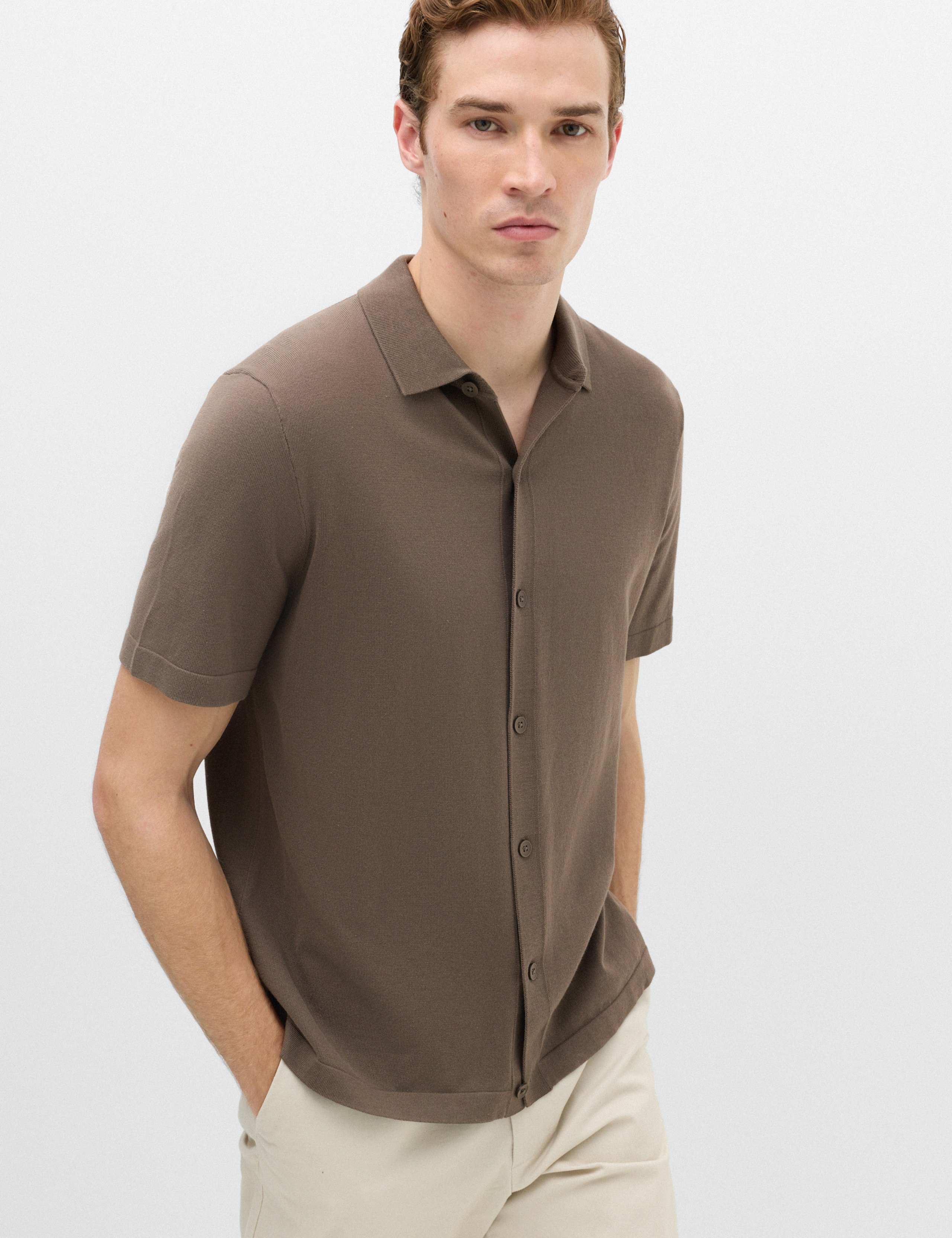 Mercerised Cotton Knitted Polo Shirt