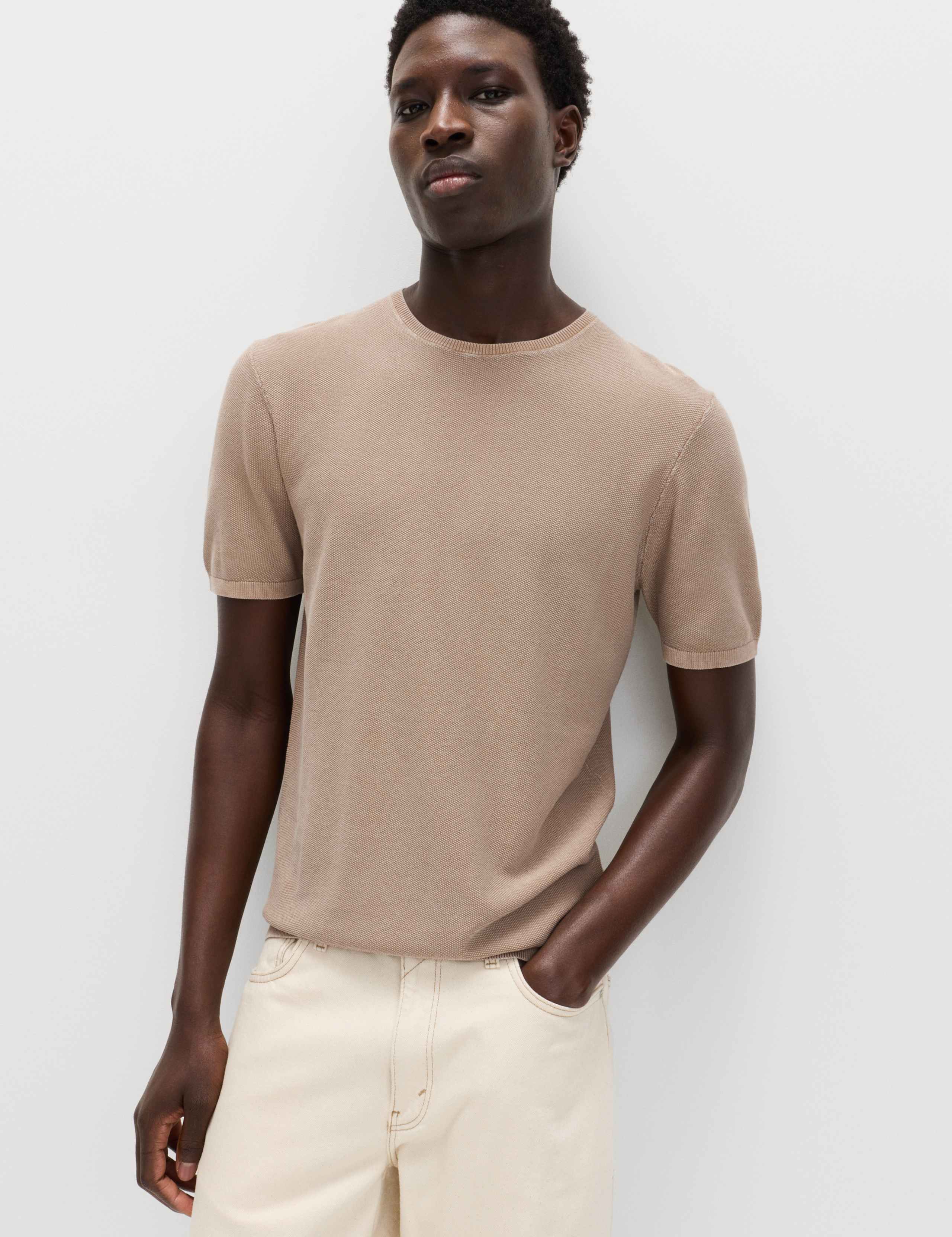 Pure Cotton Garment Dyed Knitted T-Shirt