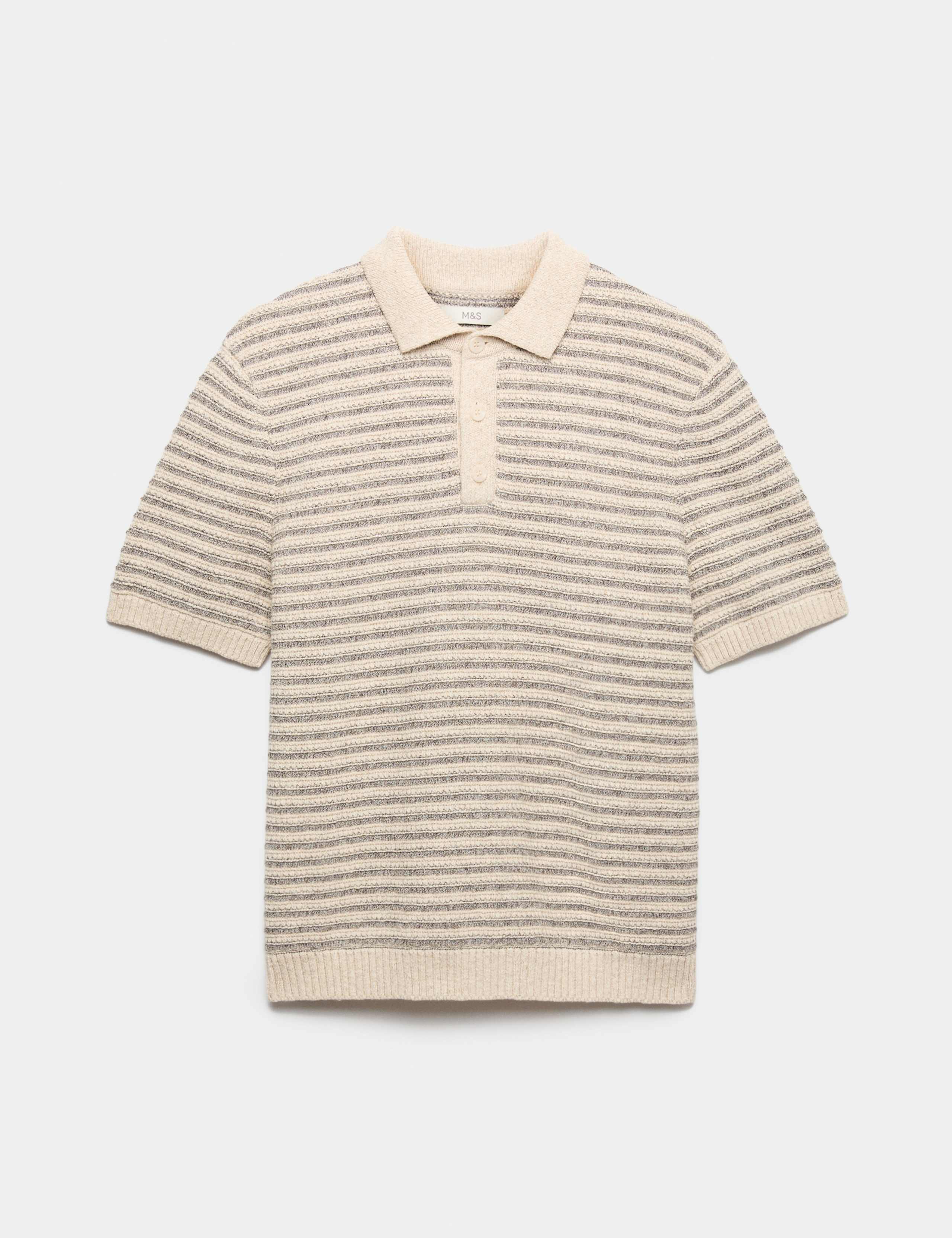 Cotton Rich Textured Knitted Polo Shirt
