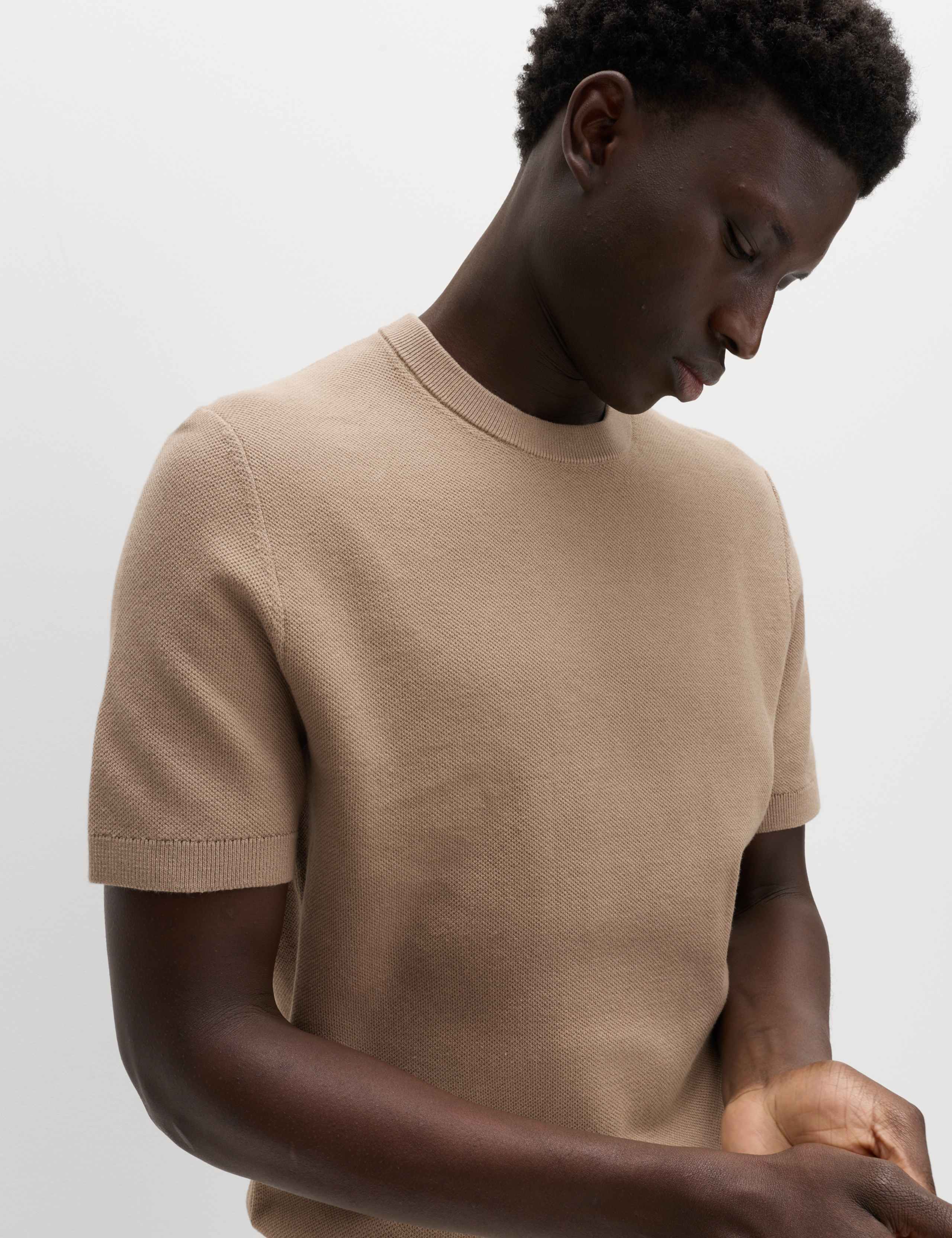 Cotton Rich Textured Knitted T-Shirt