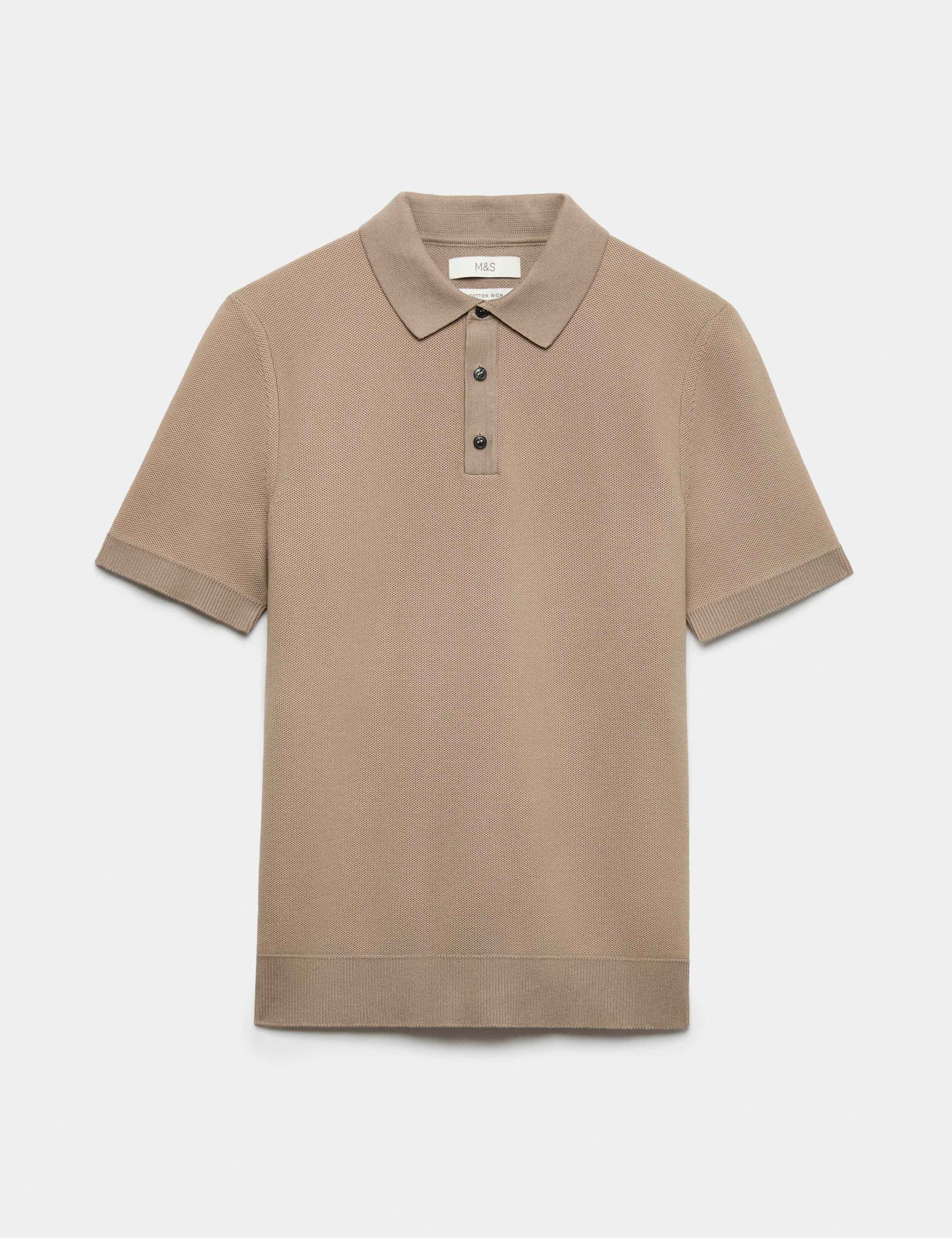 Cotton Rich Regular Fit Knitted Polo Shirt