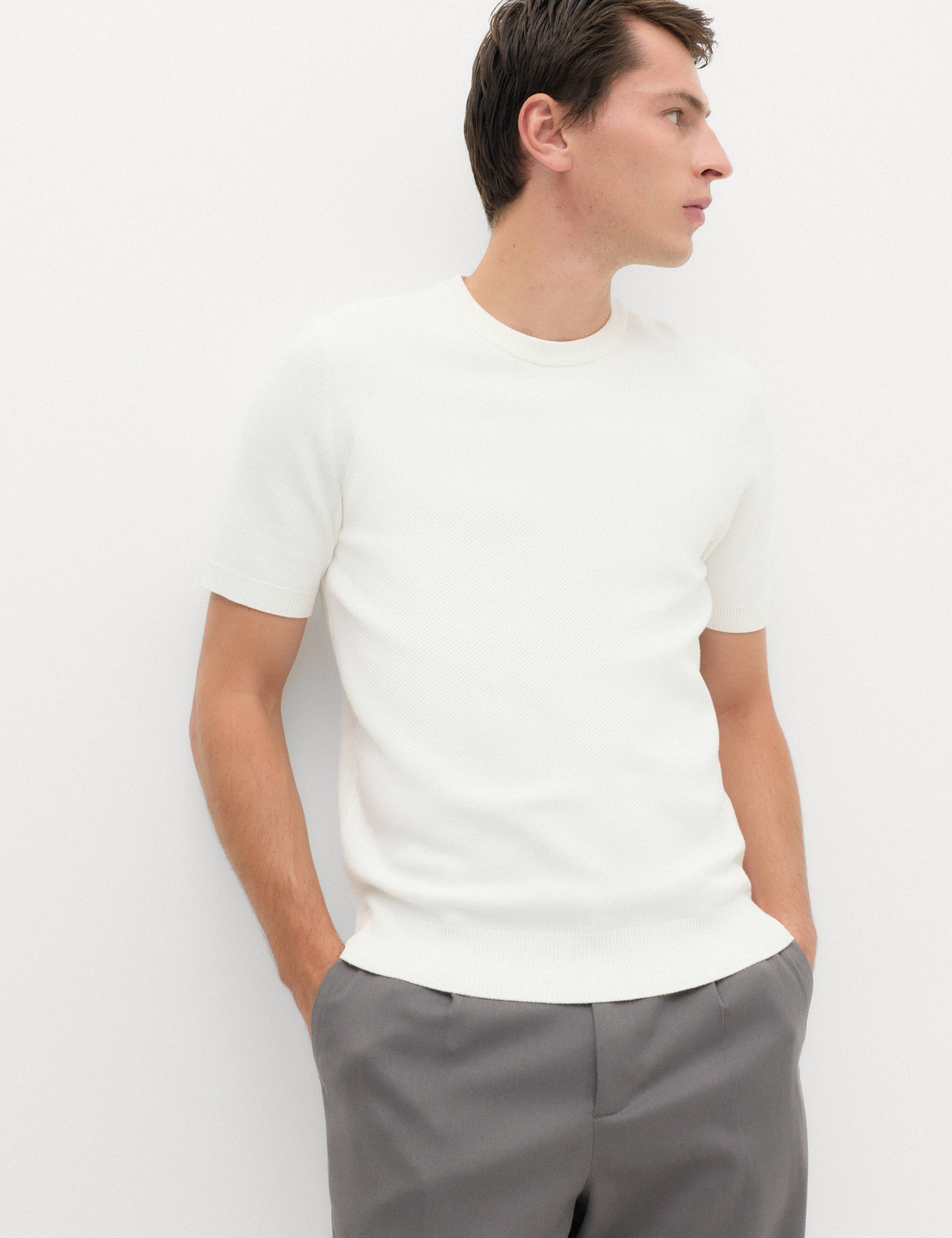 Cotton Rich Textured Knitted T-Shirt