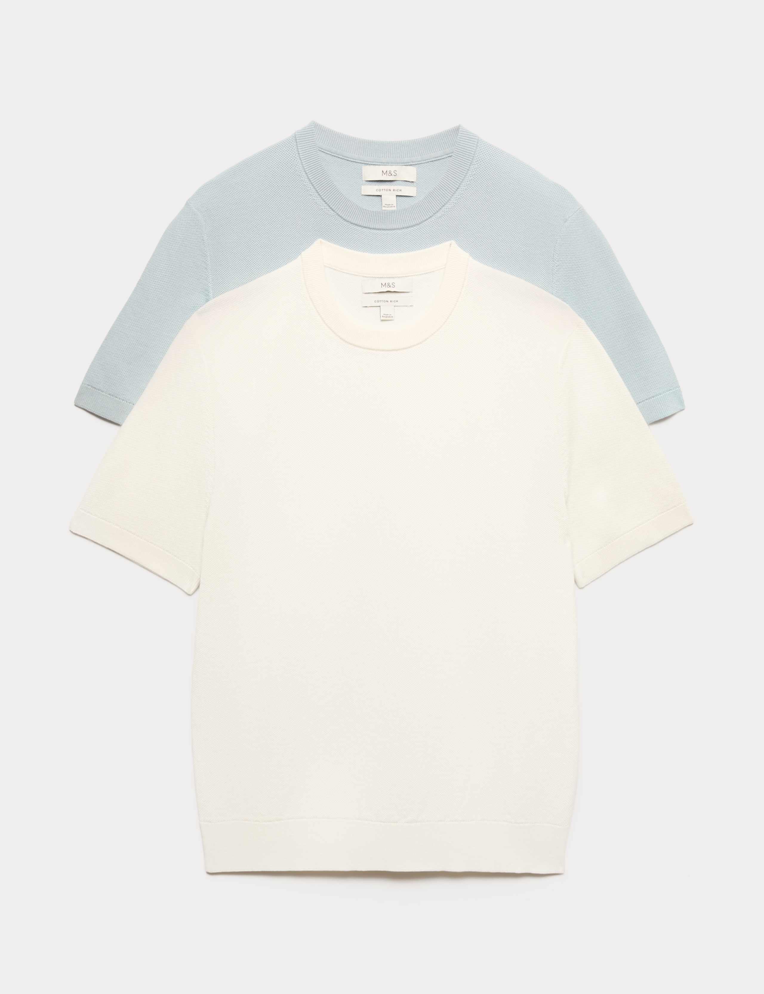 2 Pack Pure Cotton Textured Knit T-Shirts