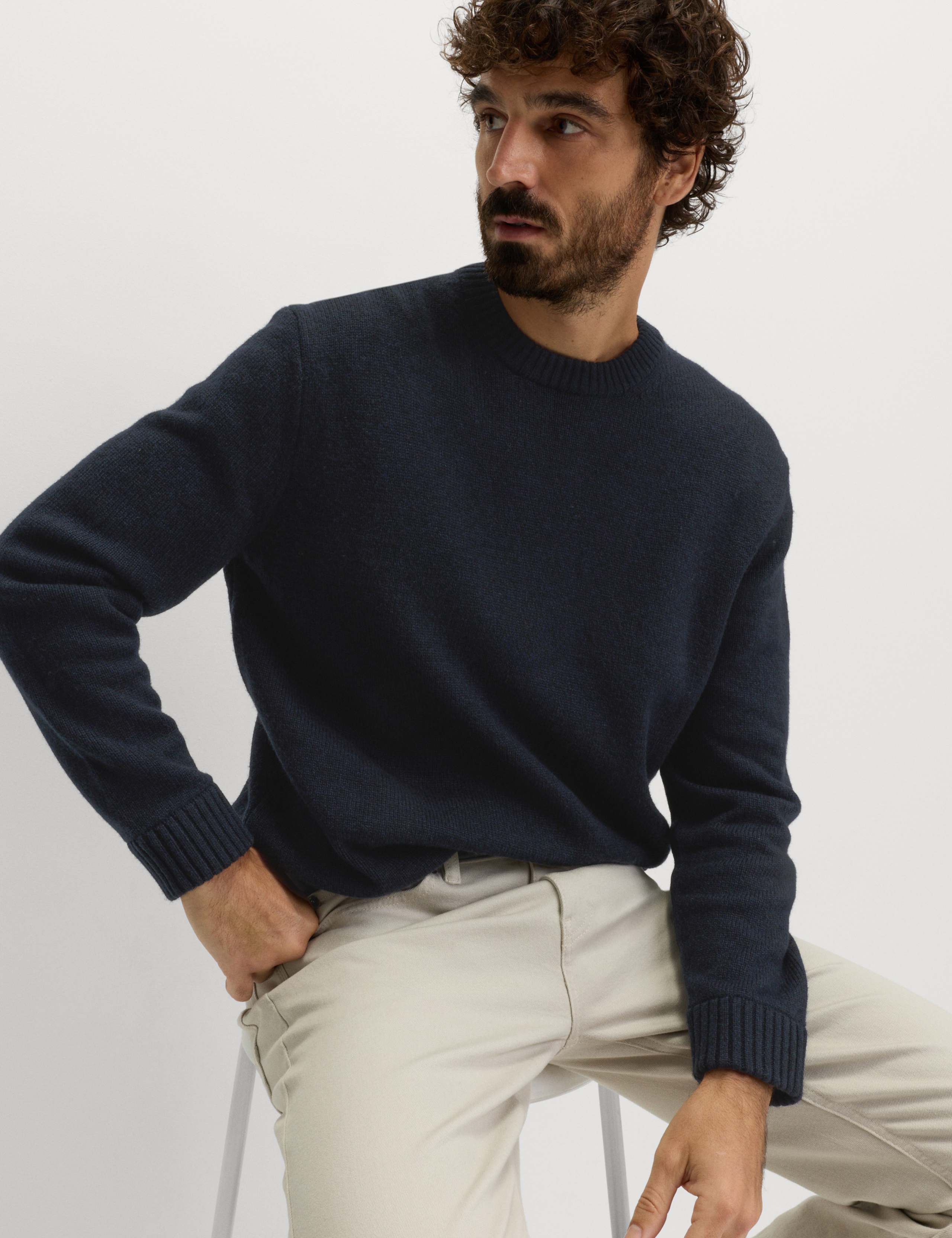 Lambswool Blend Chunky Crew Neck Jumper