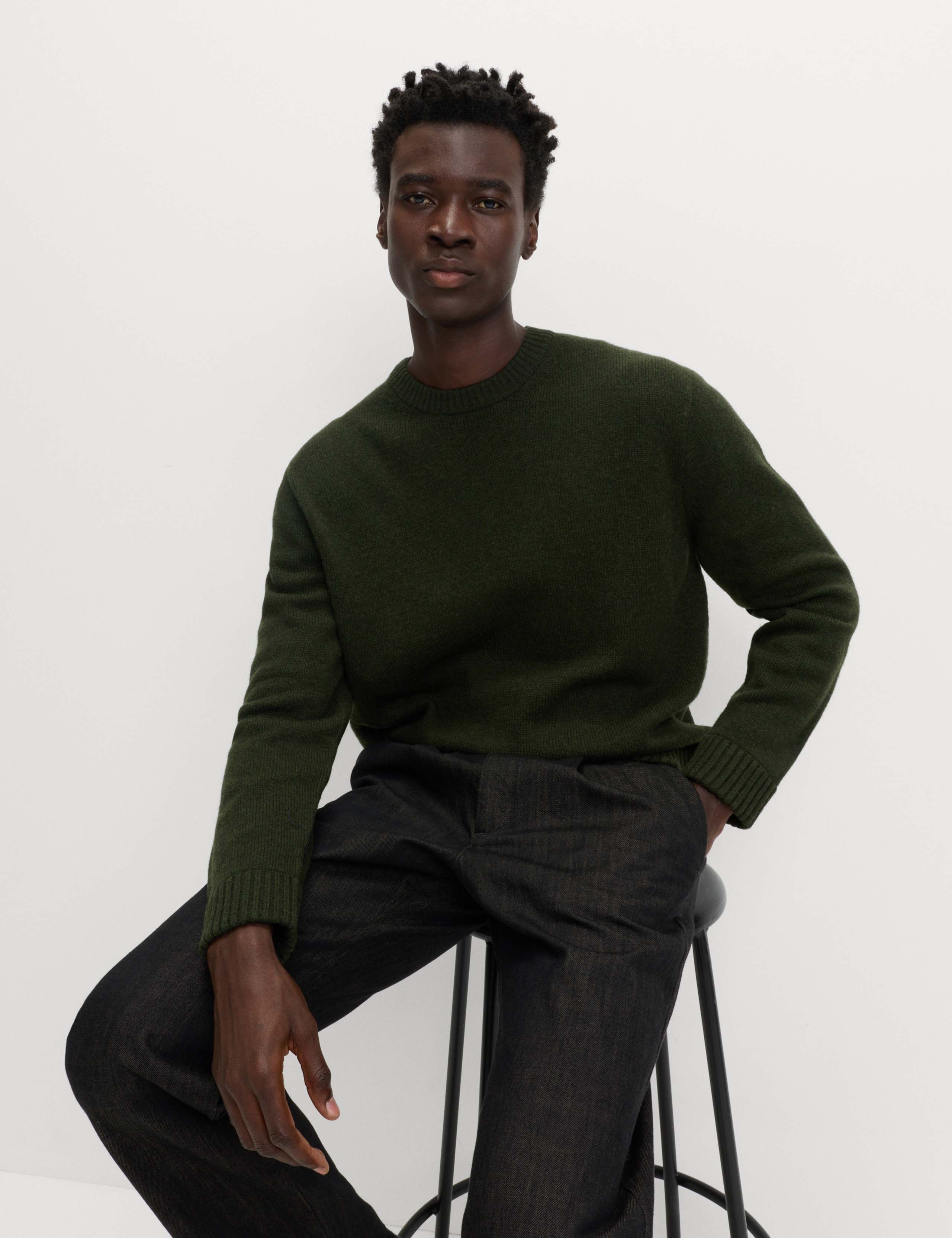 Lambswool Blend Chunky Crew Neck Jumper