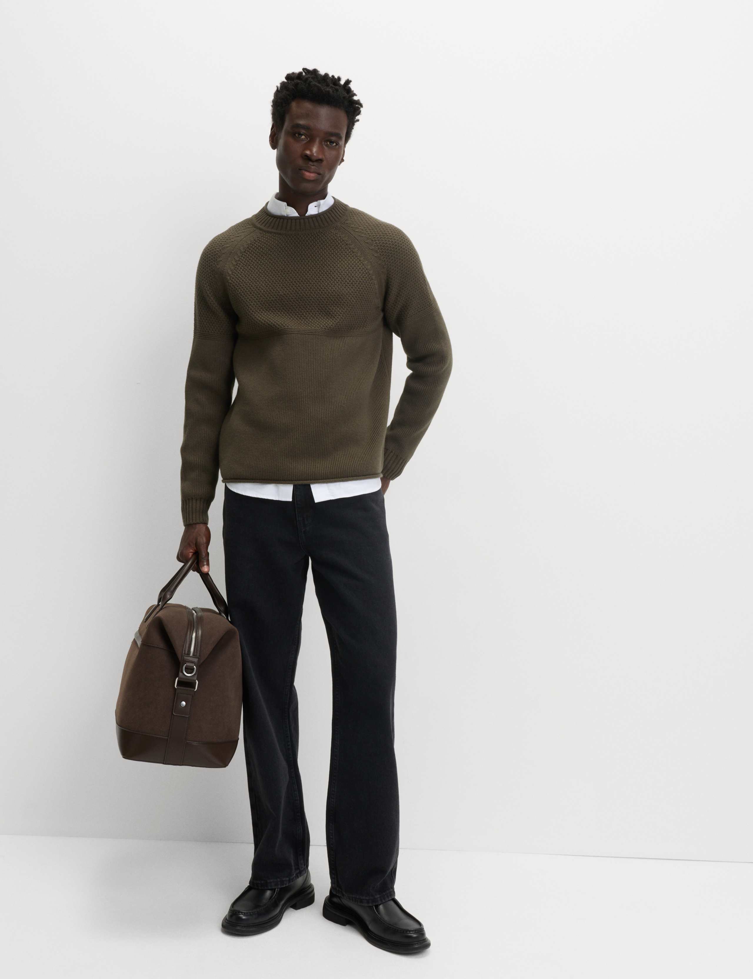 Cotton Rich Turtle Neck Jumper with Wool