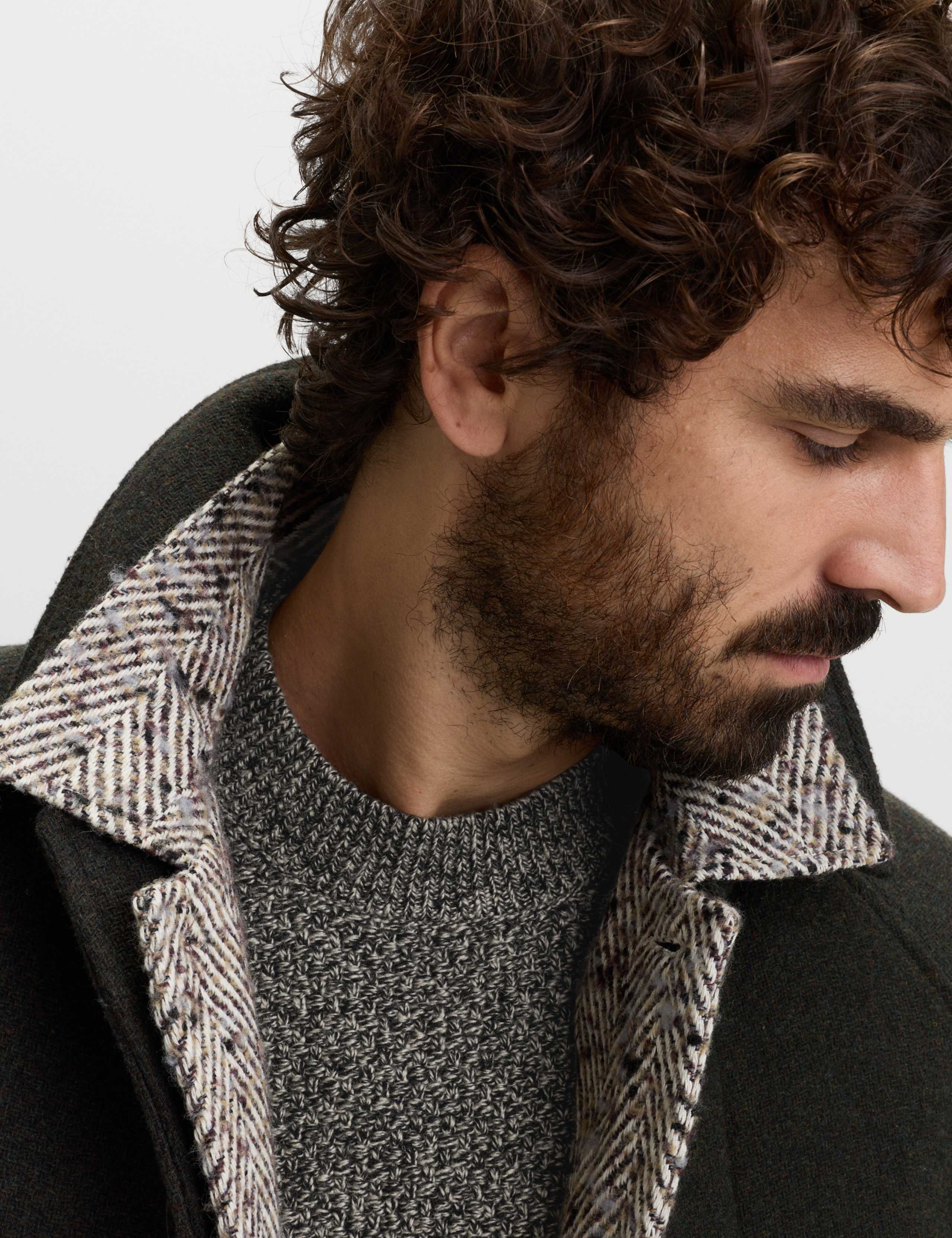 Lambswool Blend Textured Crew Neck Jumper