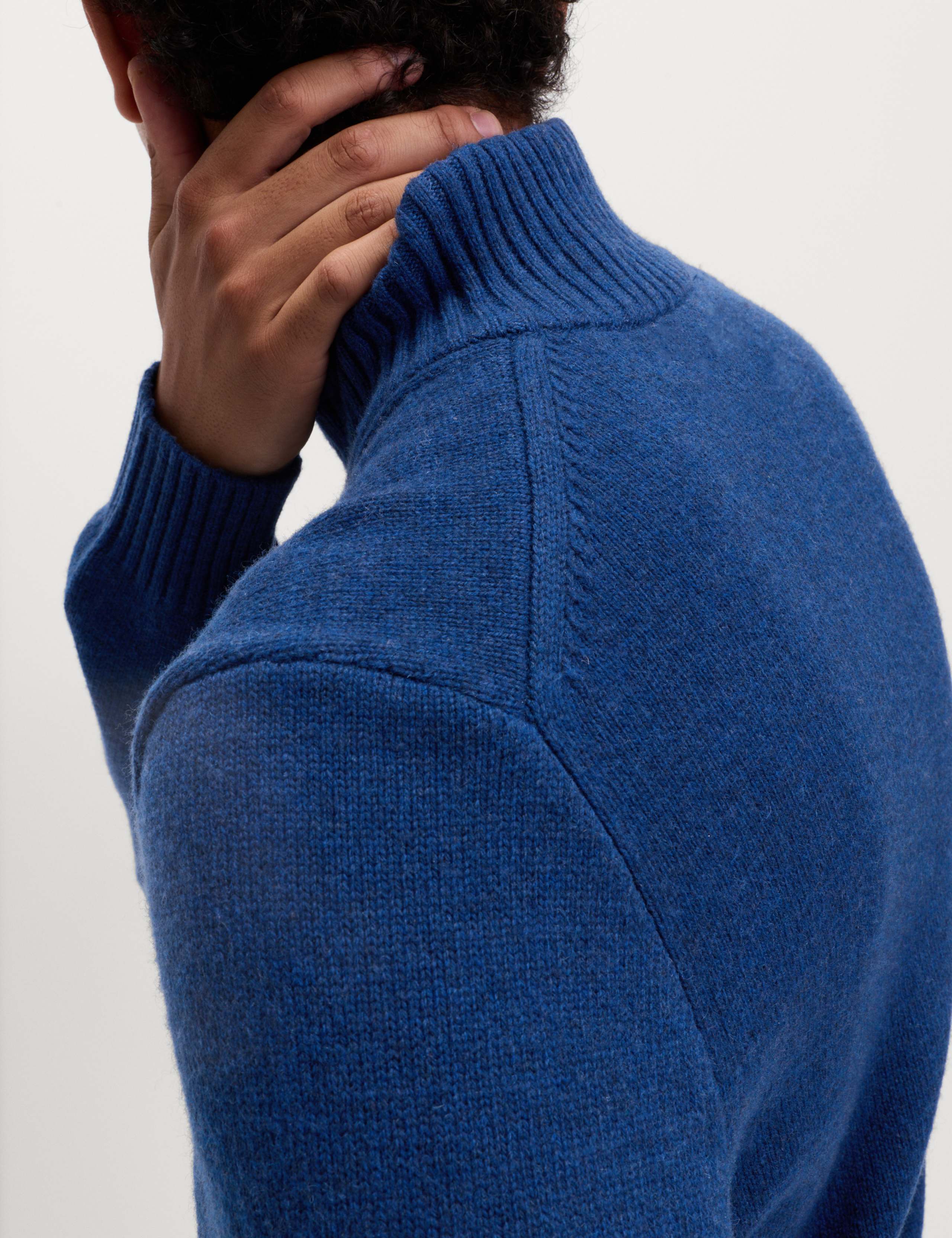 Lambswool Blend Funnel Neck Half Zip Jumper