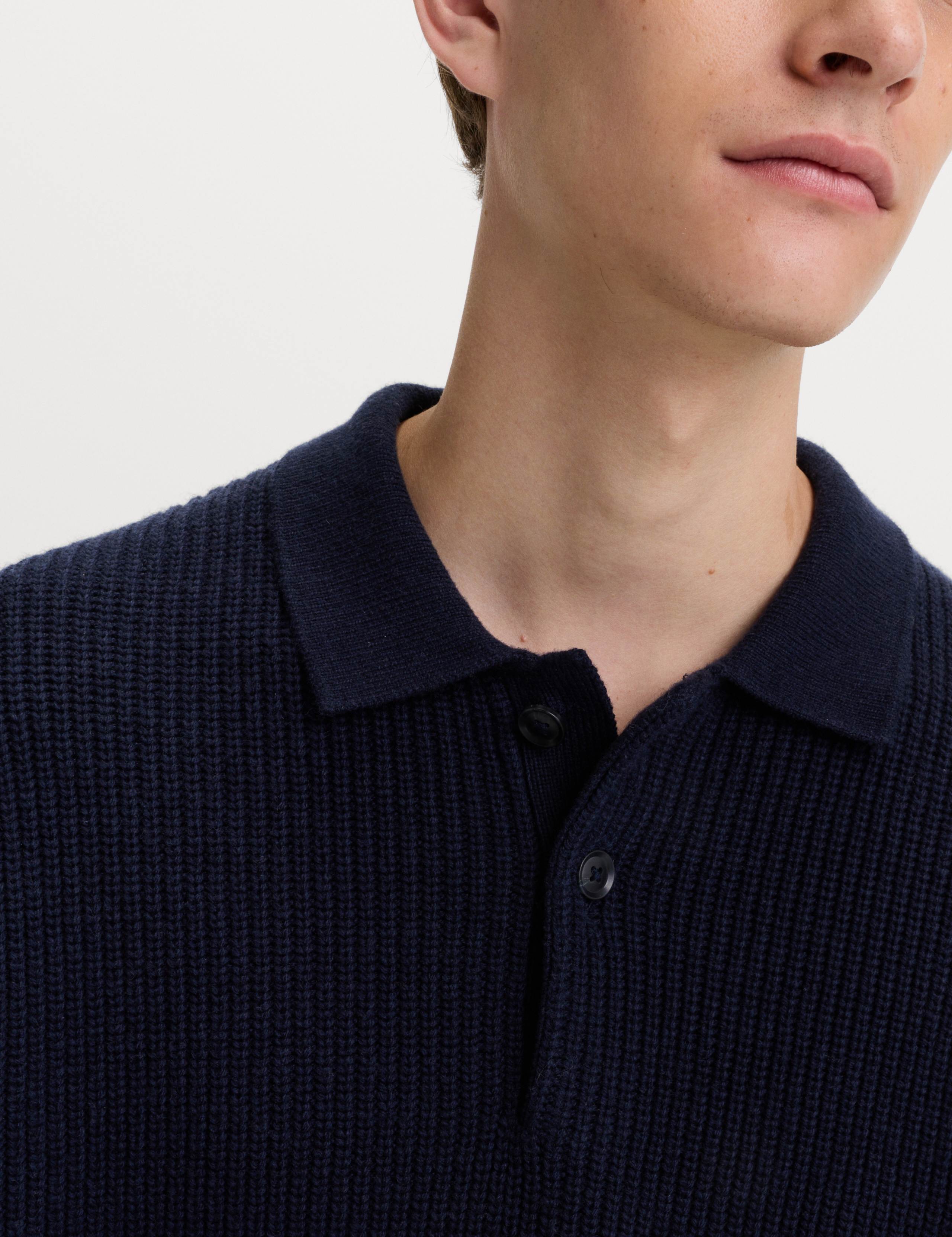 Lambswool Blend Knitted Polo Shirt