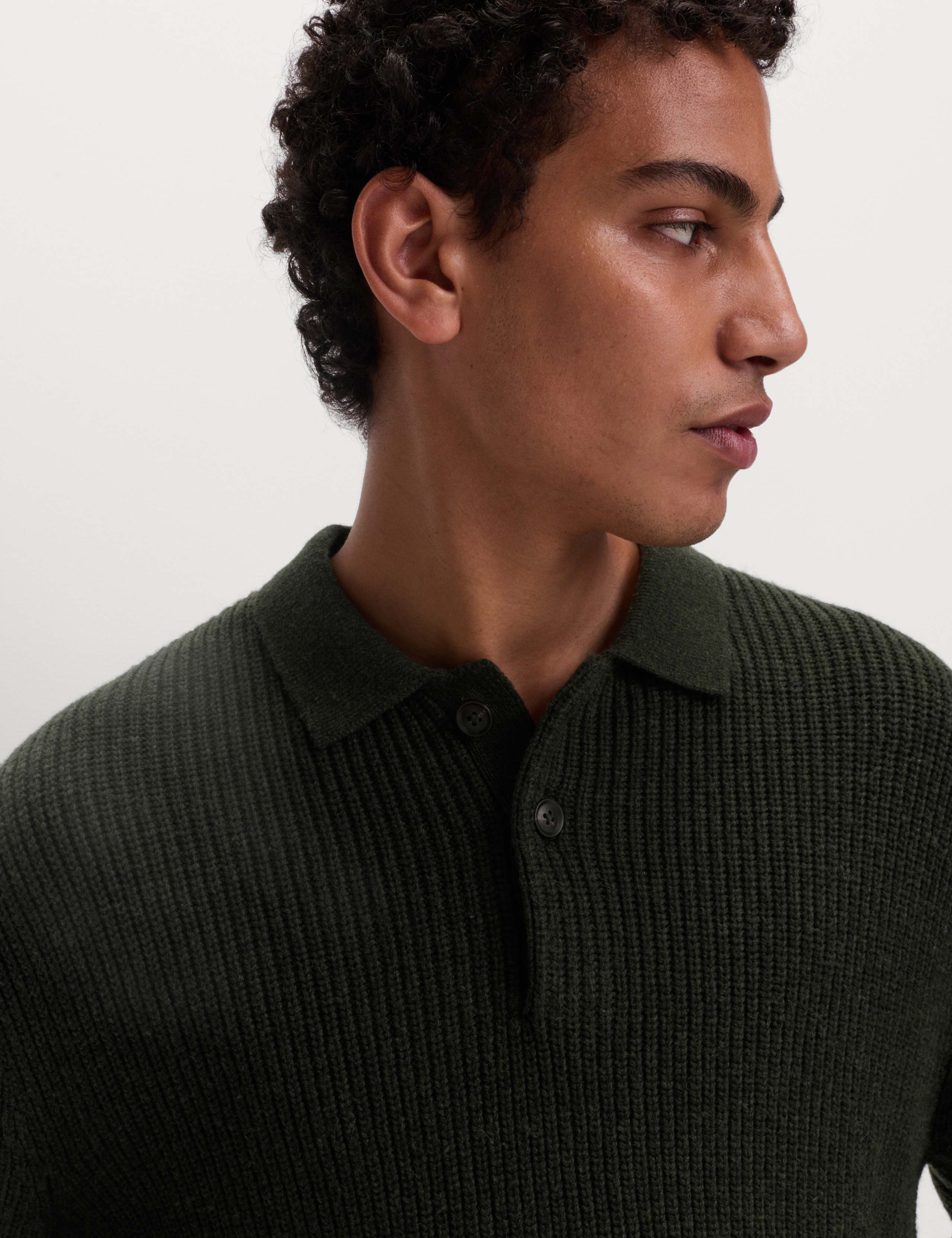 Lambswool Blend Knitted Polo Shirt