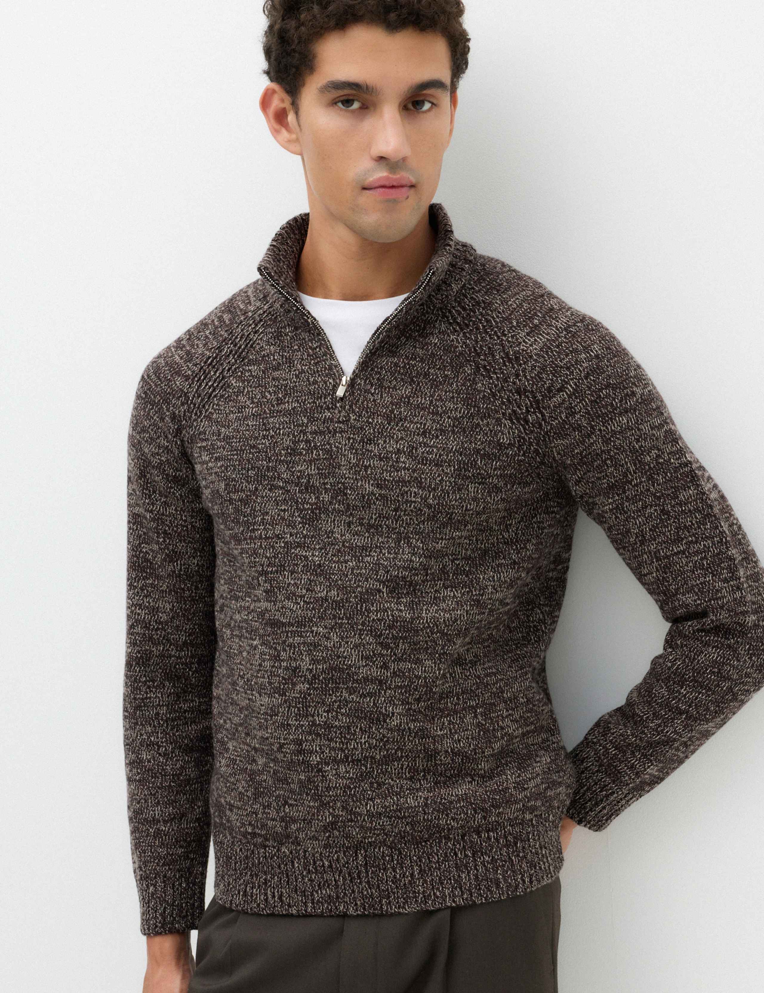 Lambswool Blend Regular Fit Half Zip Jumper