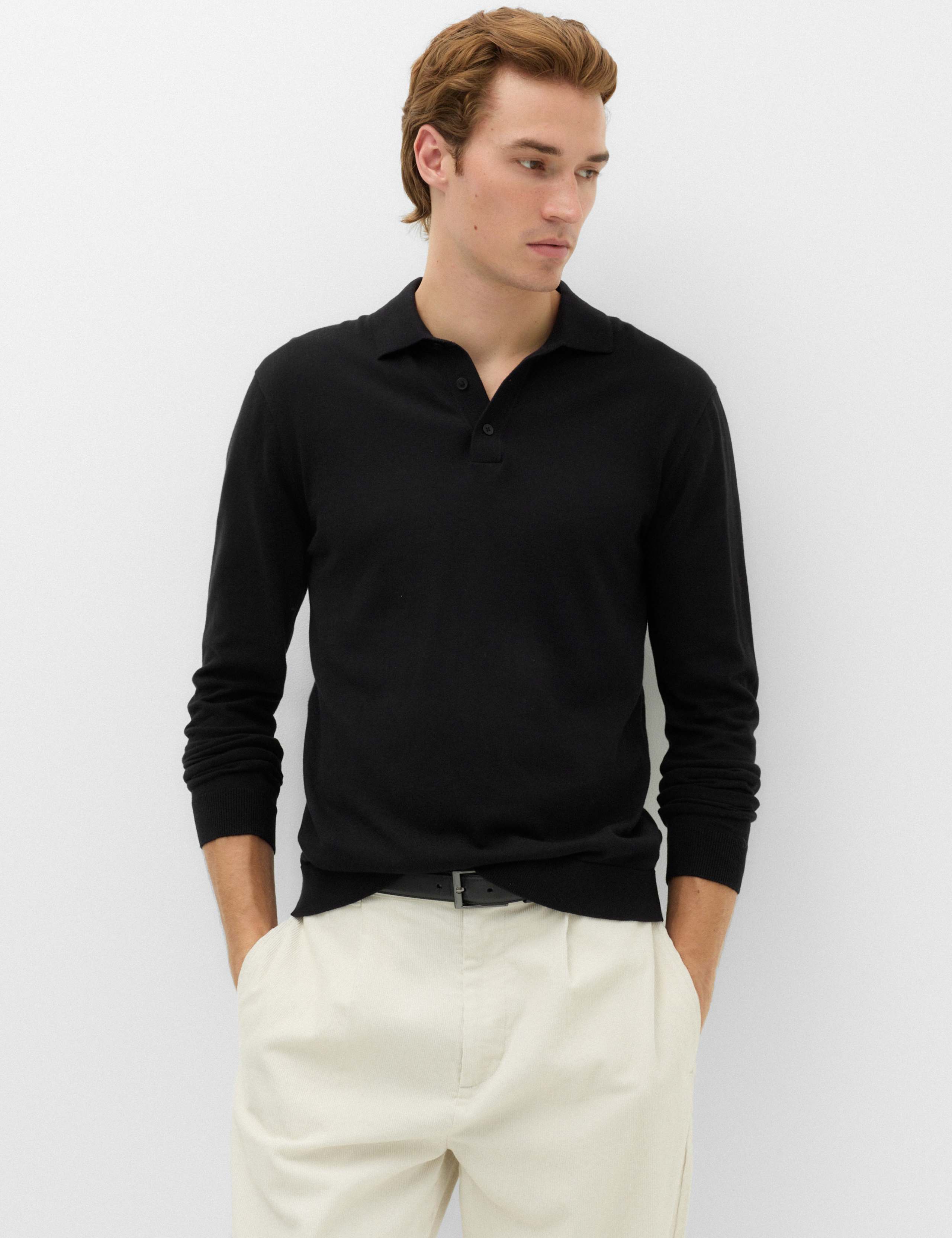 Pure Cotton Knitted Polo Shirt