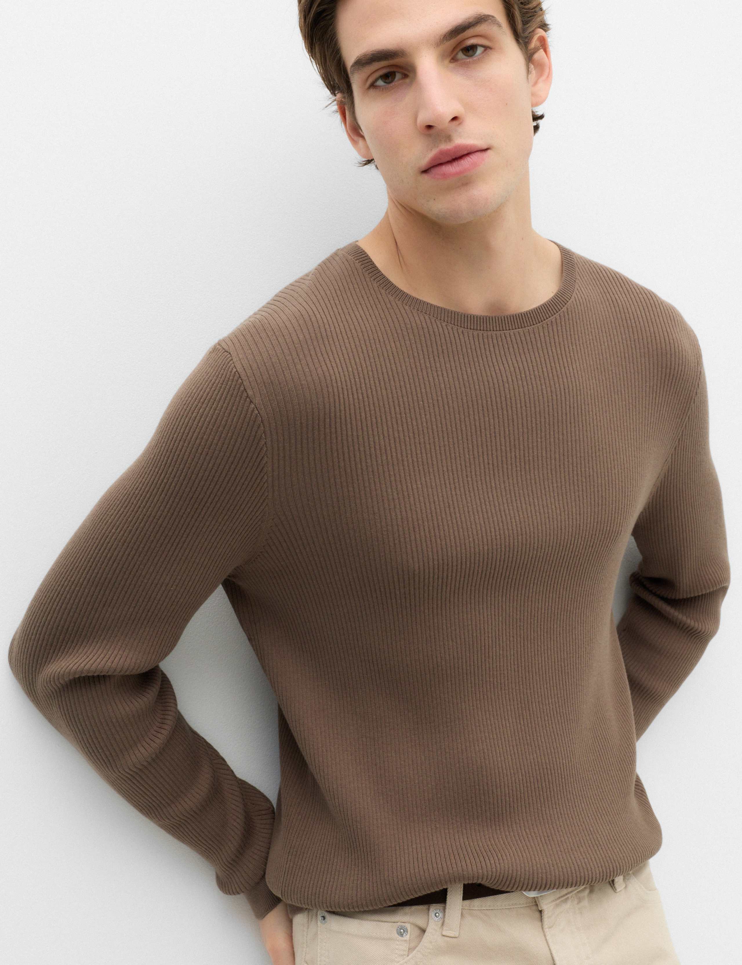 Cotton Blend Crew Neck Smart Jumper