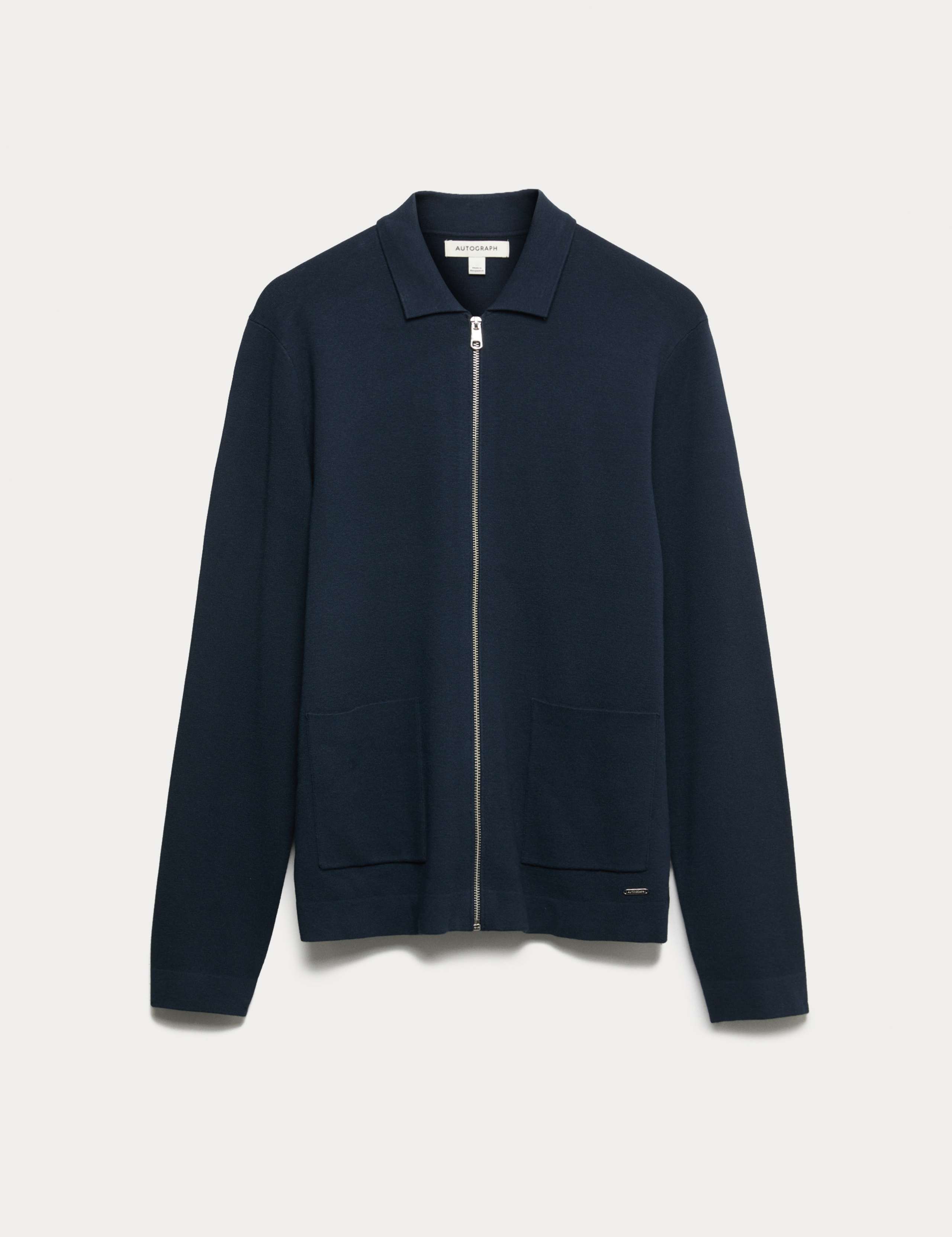 Milano-Knit Collared Neck Knitted Jacket