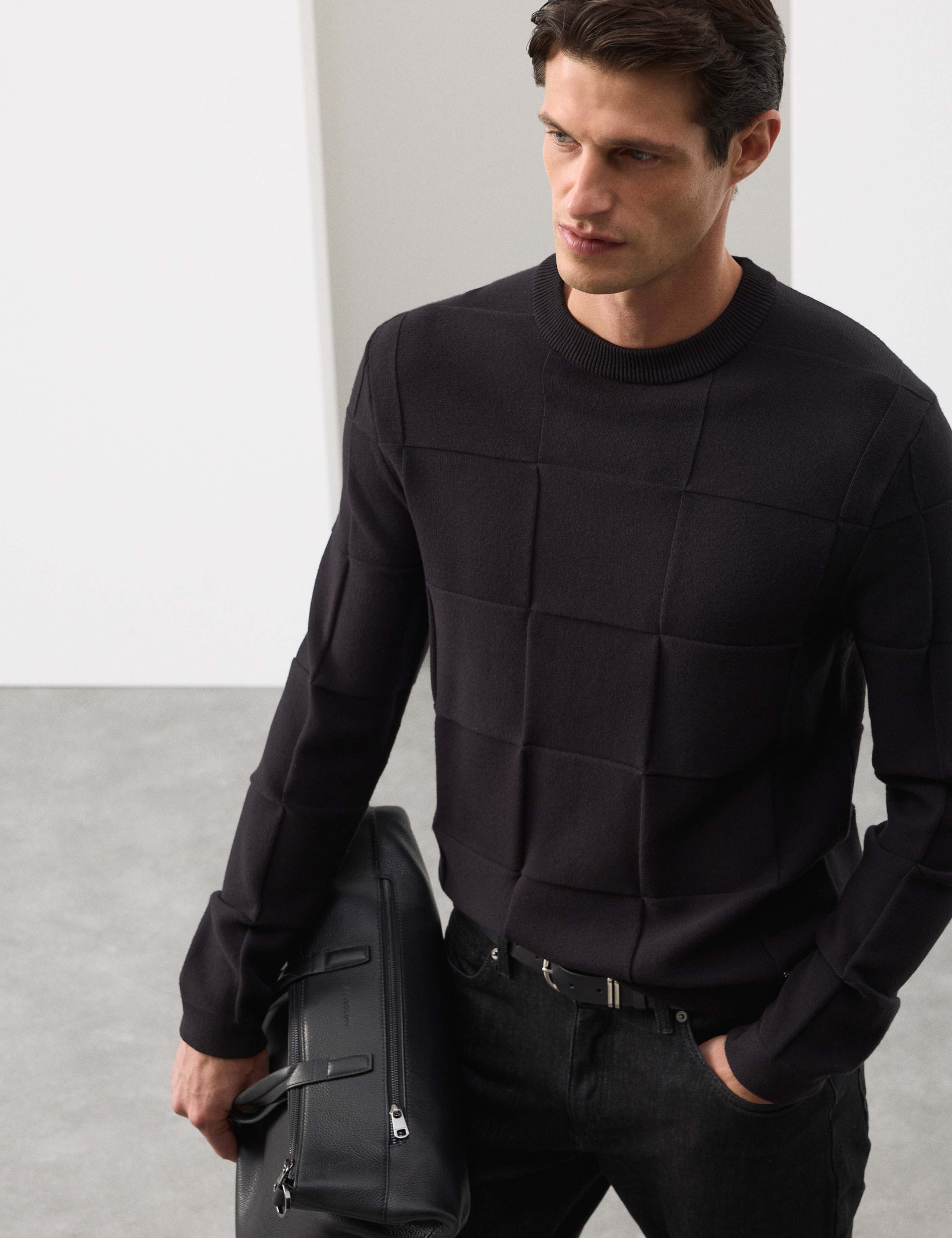 Textured Crew Neck Jumper