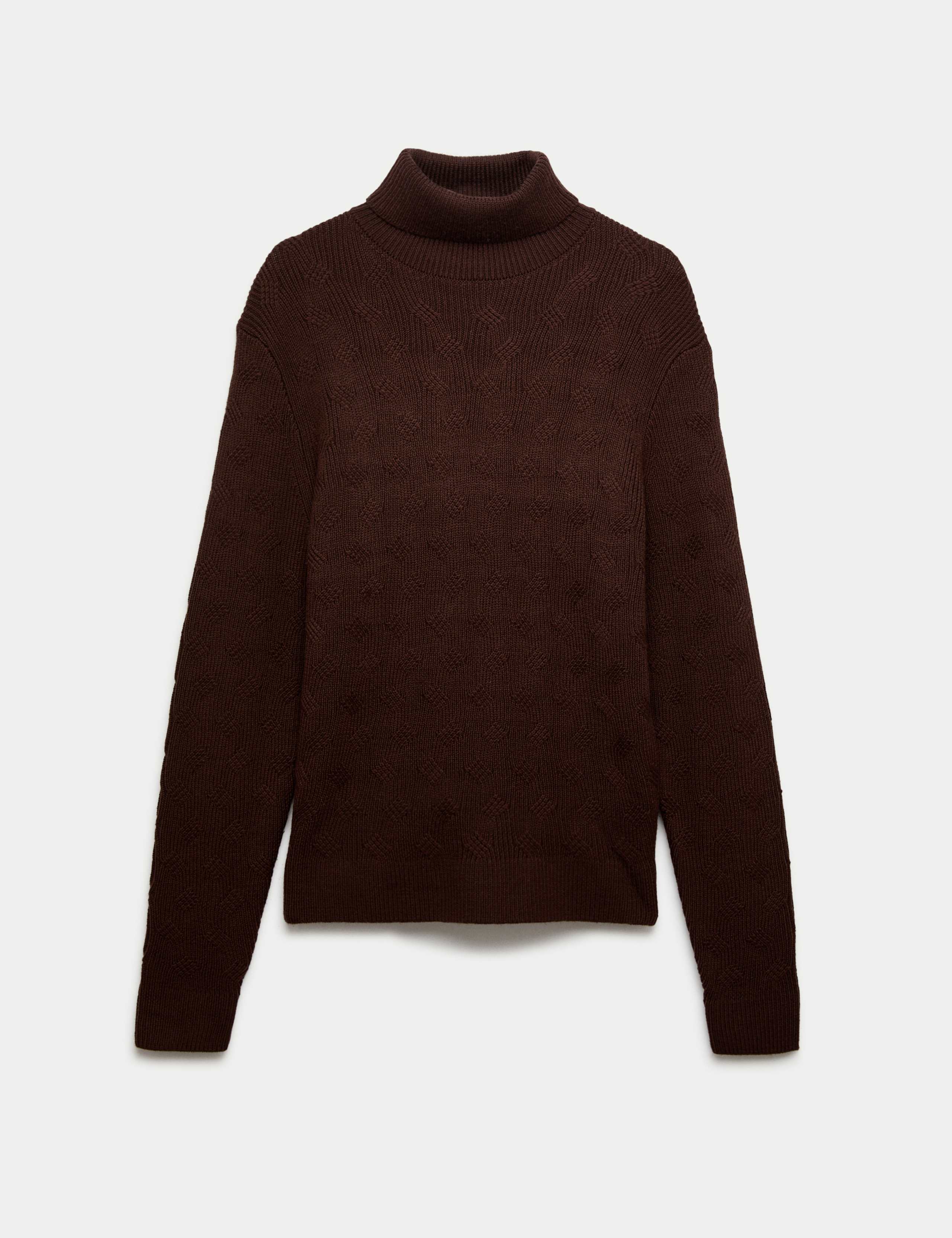 Pure Wool Wave Stitch Roll Neck Jumper