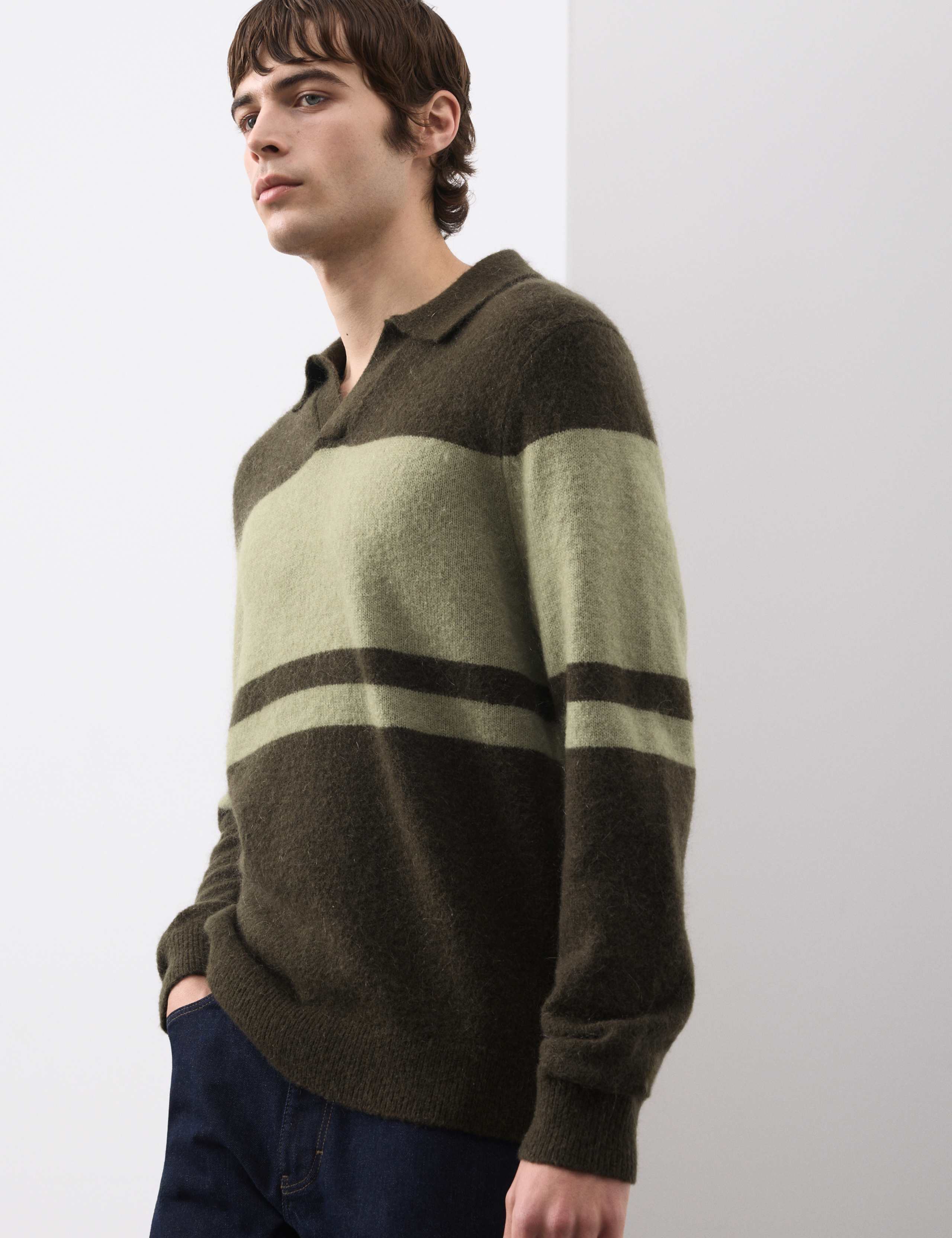 Merino Mohair Blend Block Striped Jumper