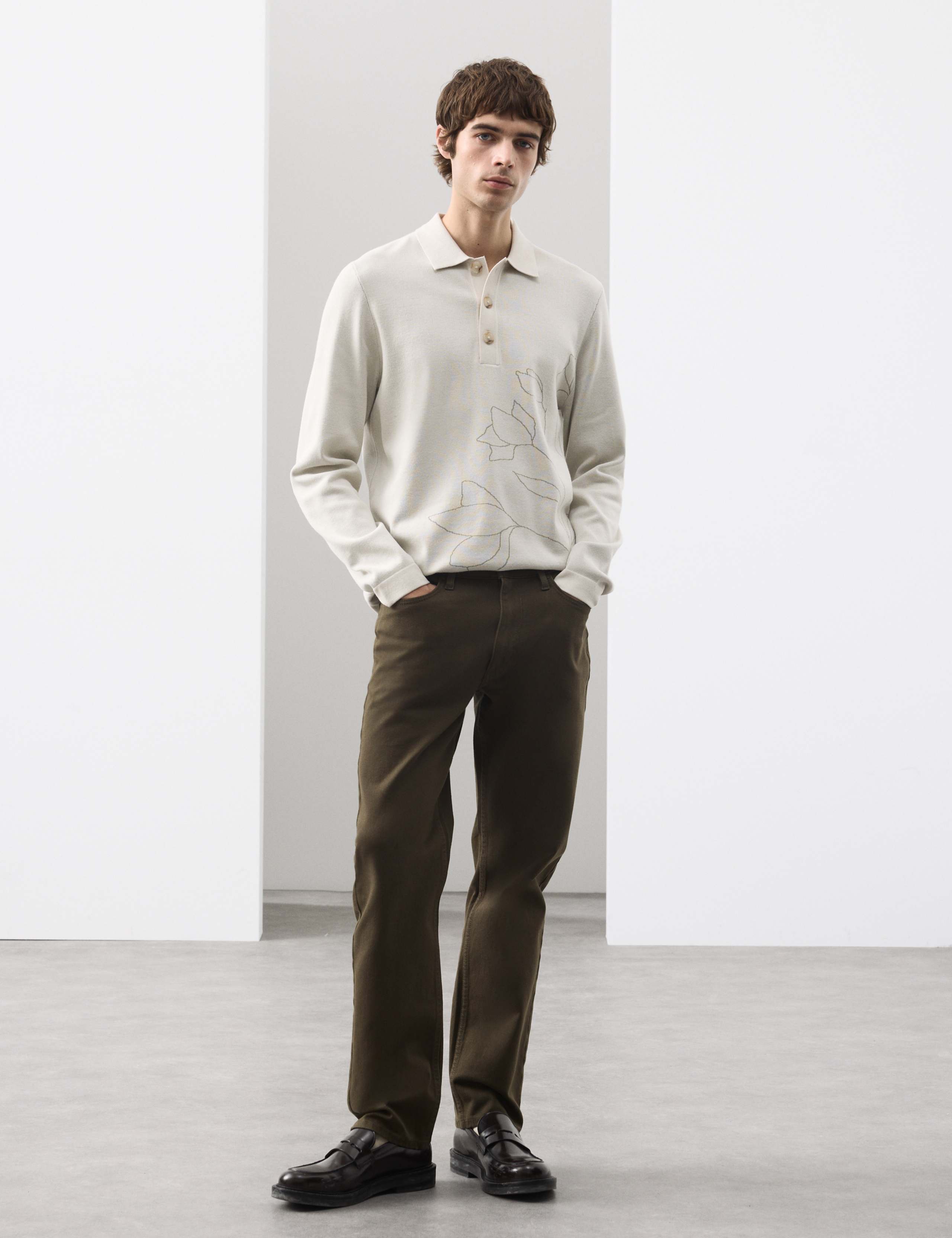 Floral Knitted Polo Shirt