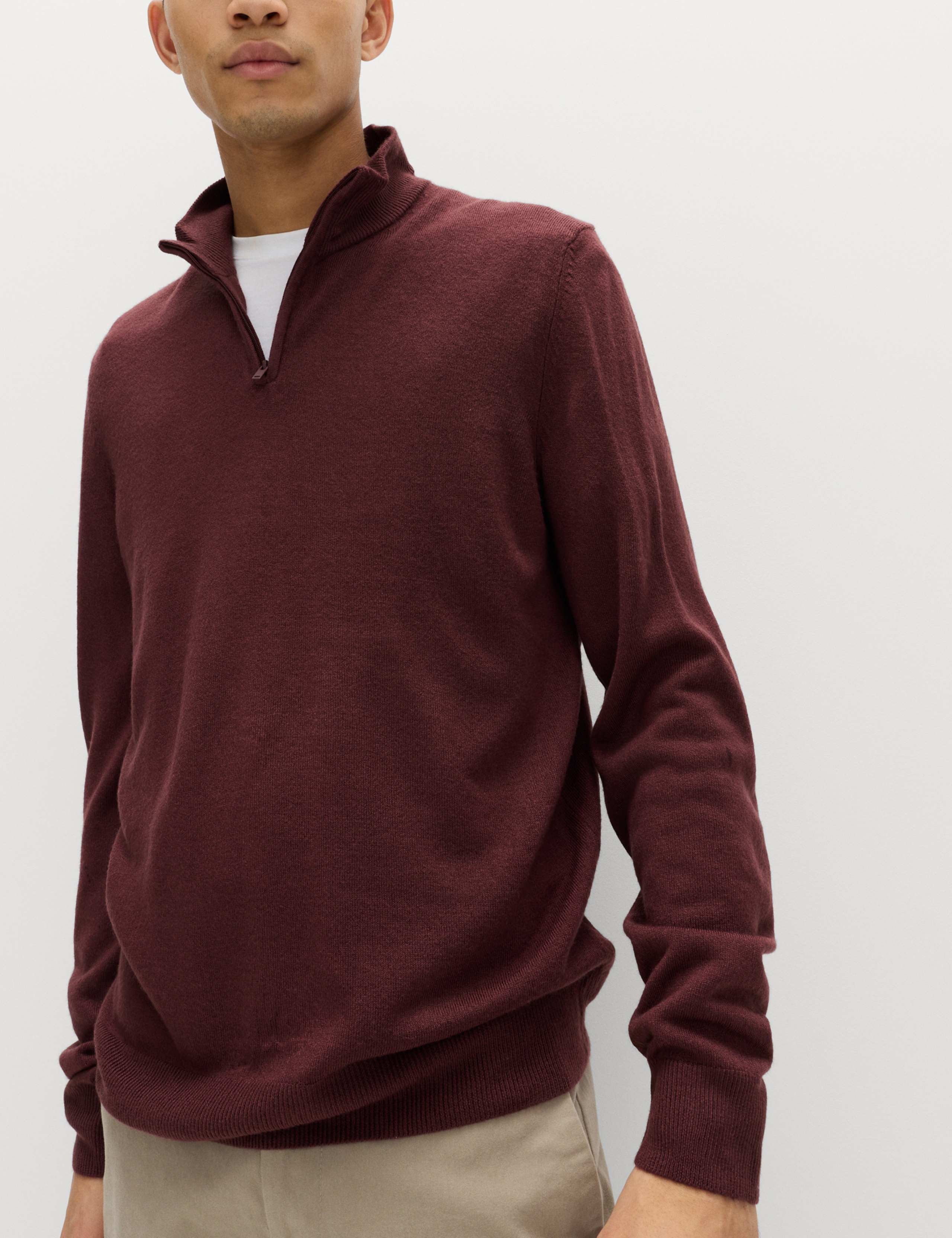 Cashmilon™ High Neck Half Zip Jumper