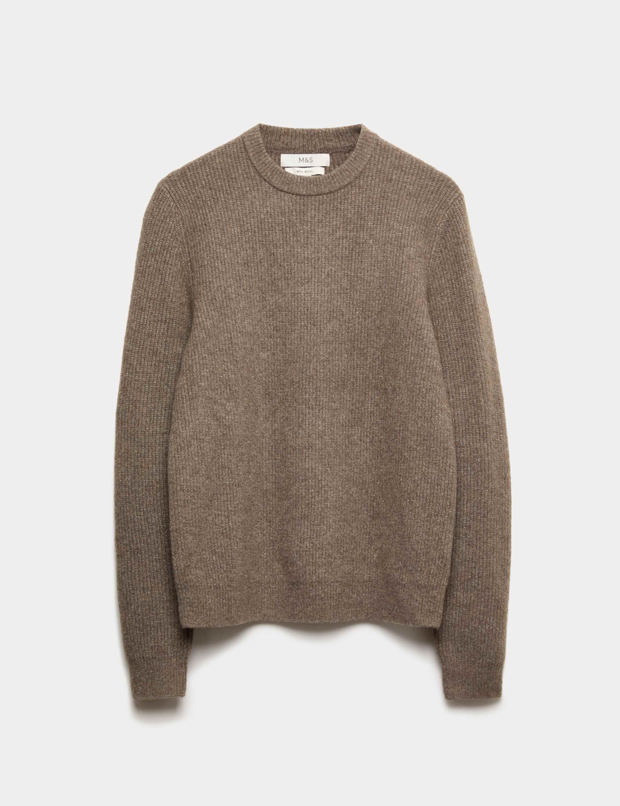 Supersoft Ribbed Crew Neck Jumper with Wool