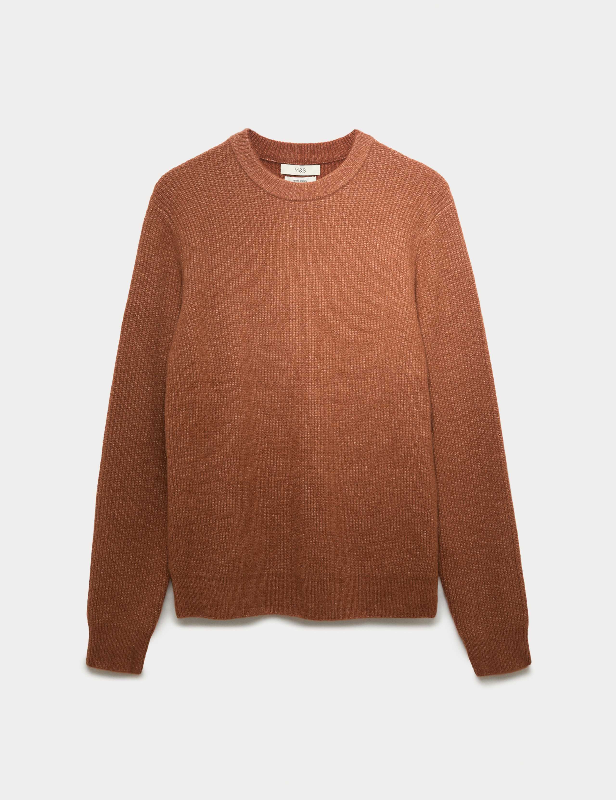Supersoft Ribbed Crew Neck Jumper with Wool