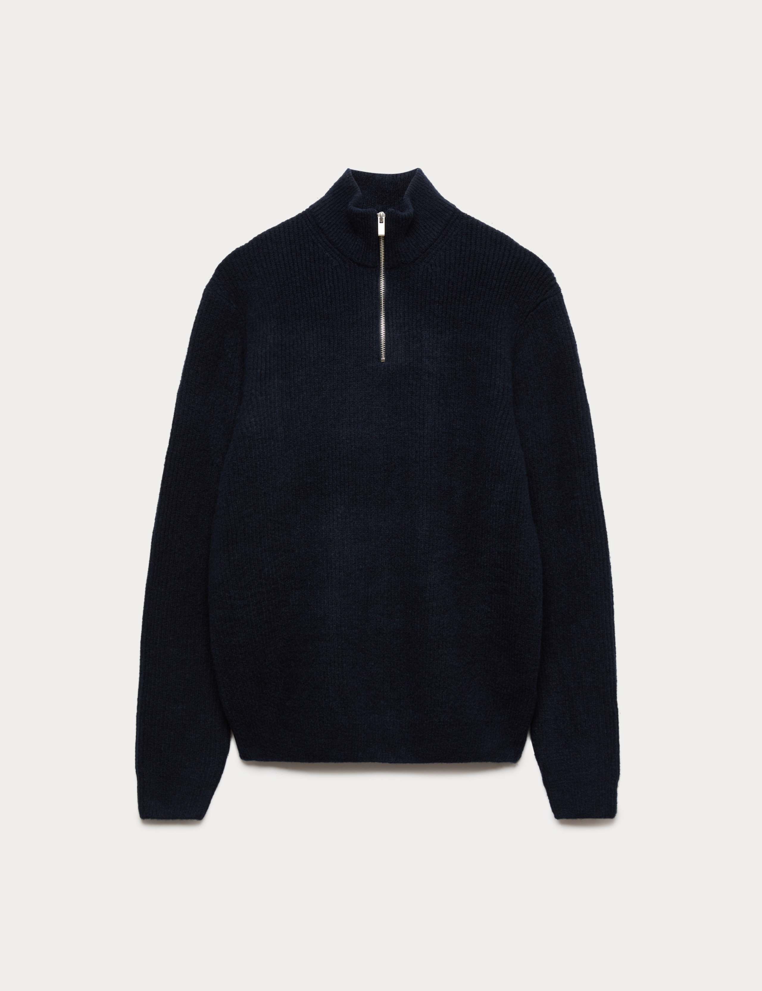 Supersoft Ribbed Half zip Jumper with Wool