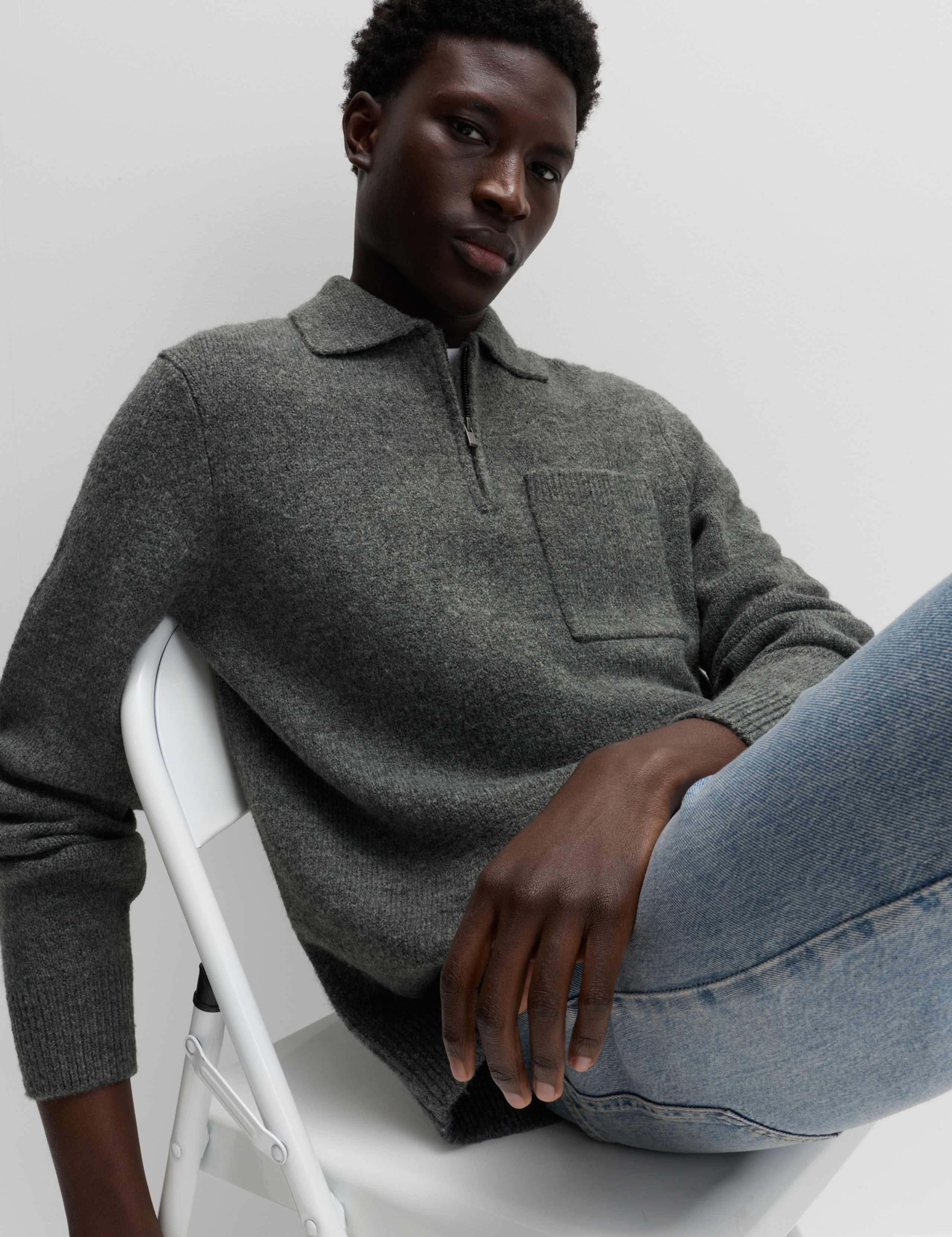 Half Zip Knitted Polo Jumper